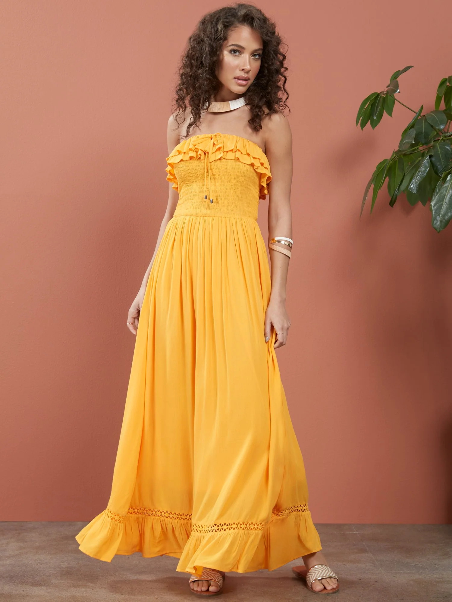 Strapless Smocked Ruffle-Top Maxi Dress - Image 2