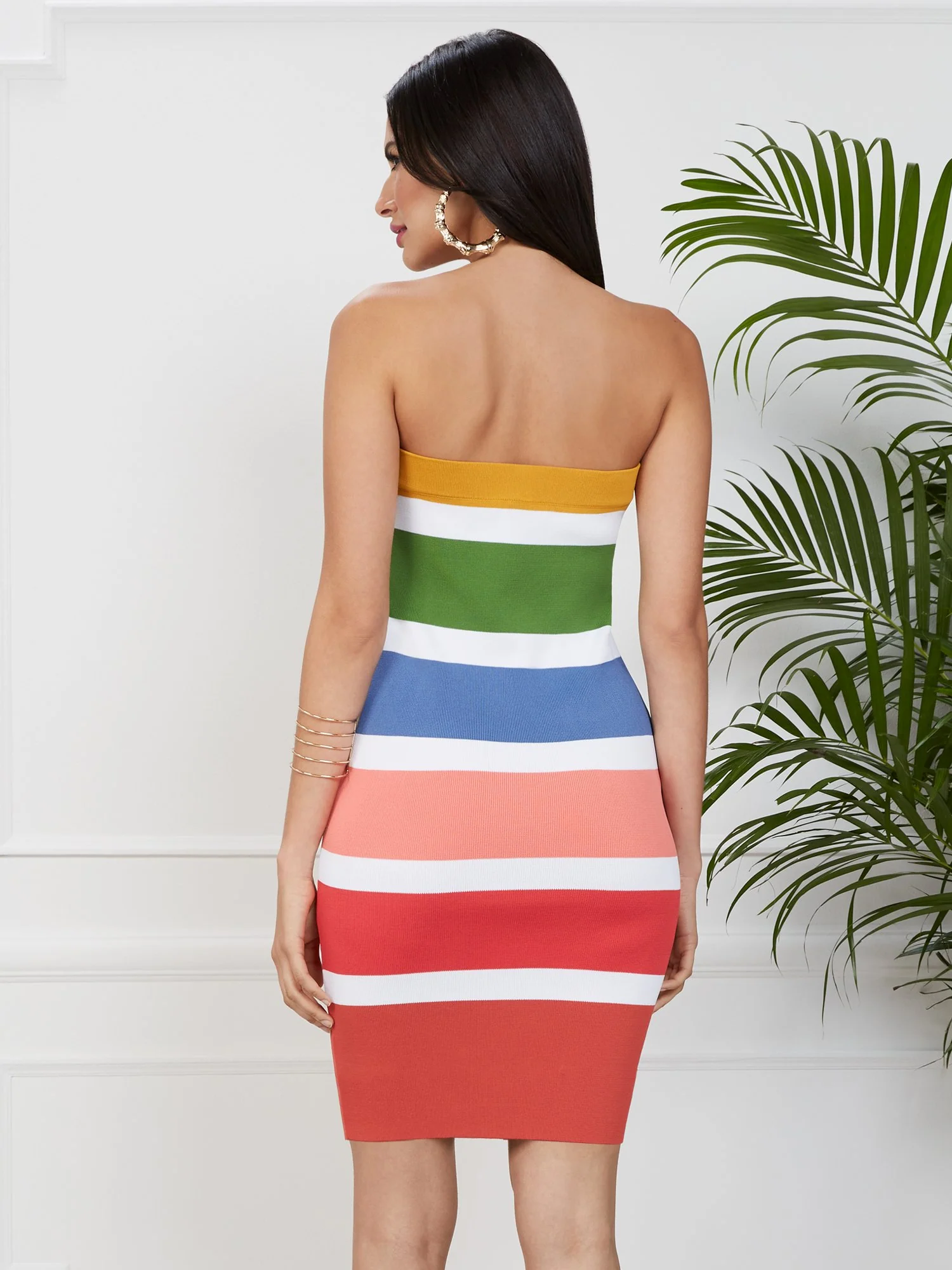 Strapless Stripe Sweater Dress - Image 3