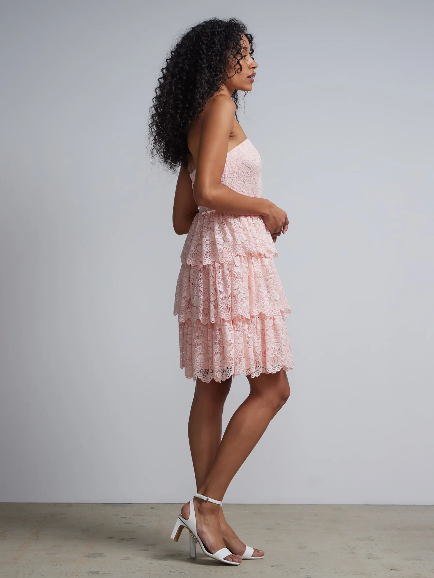 Strapless Tiered Lace Dress - Image 2
