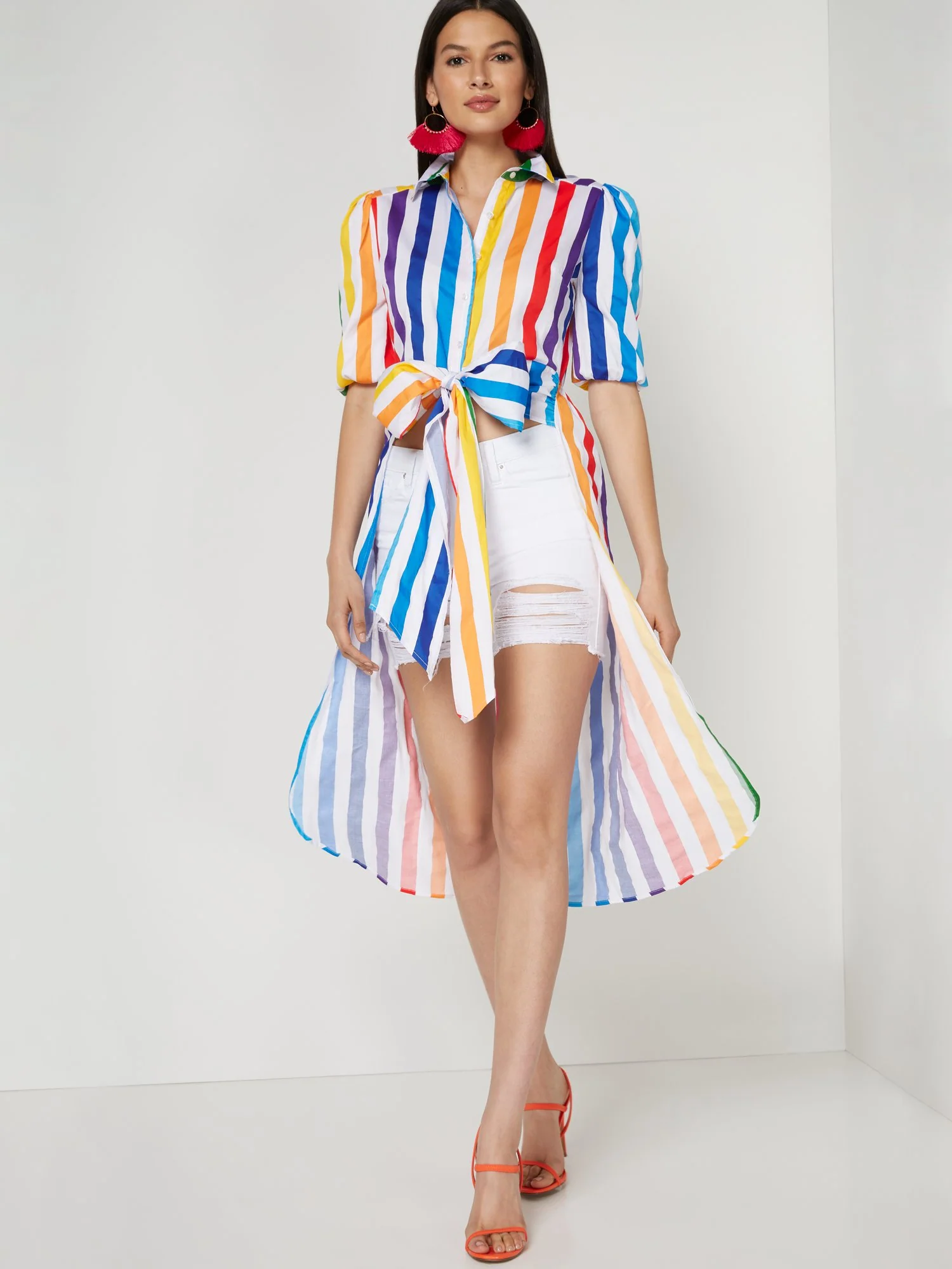 Stripe Bow-Front Drama Poplin Shirt - Image 2