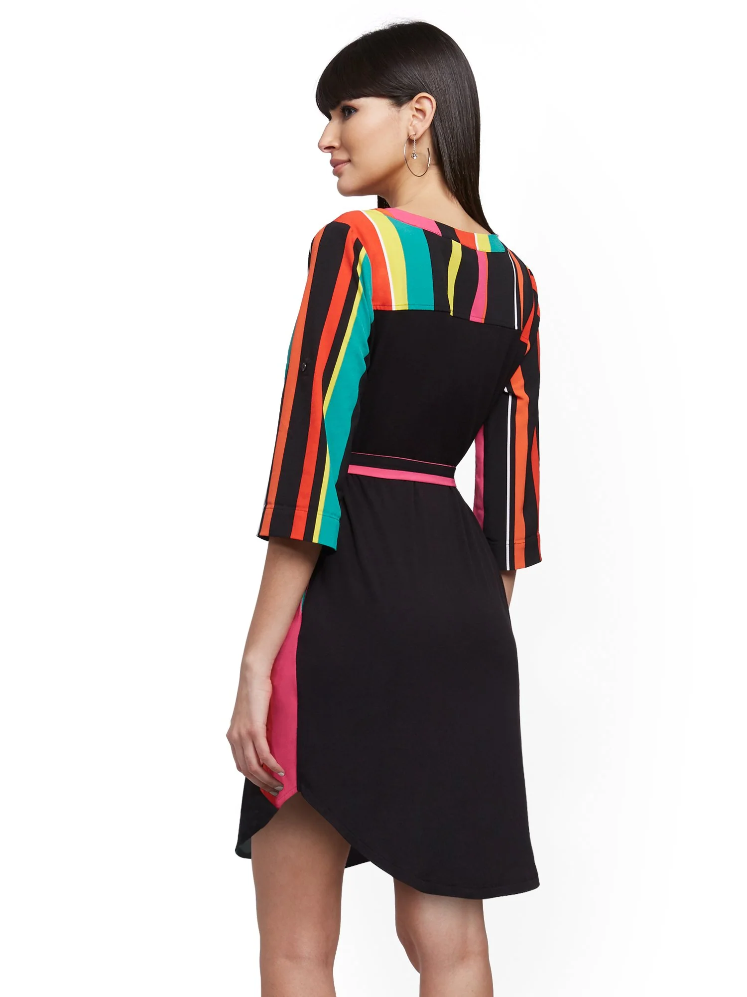 Stripe Button-Accent Shirtdress - Image 3