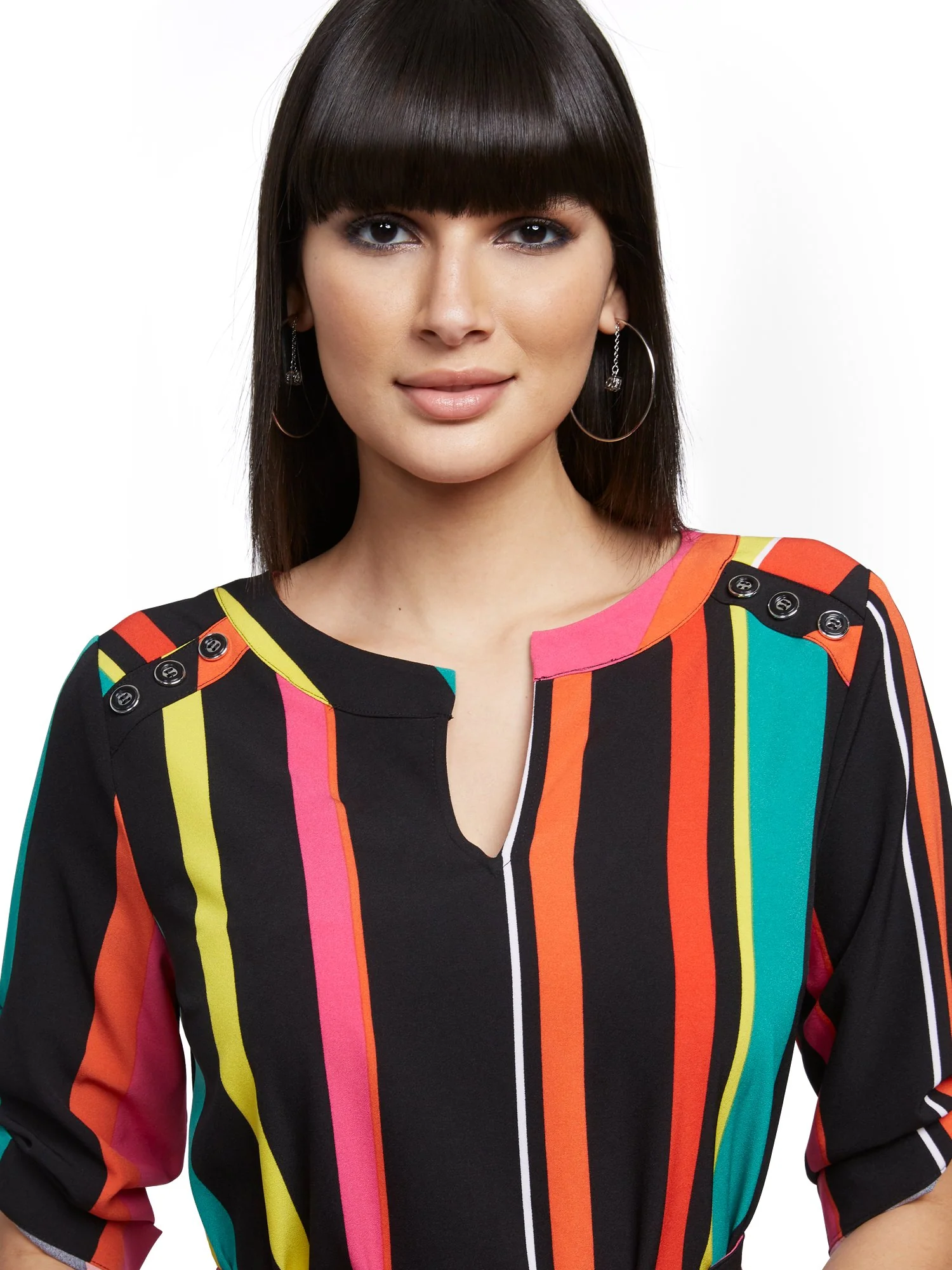 Stripe Button-Accent Shirtdress - Image 4