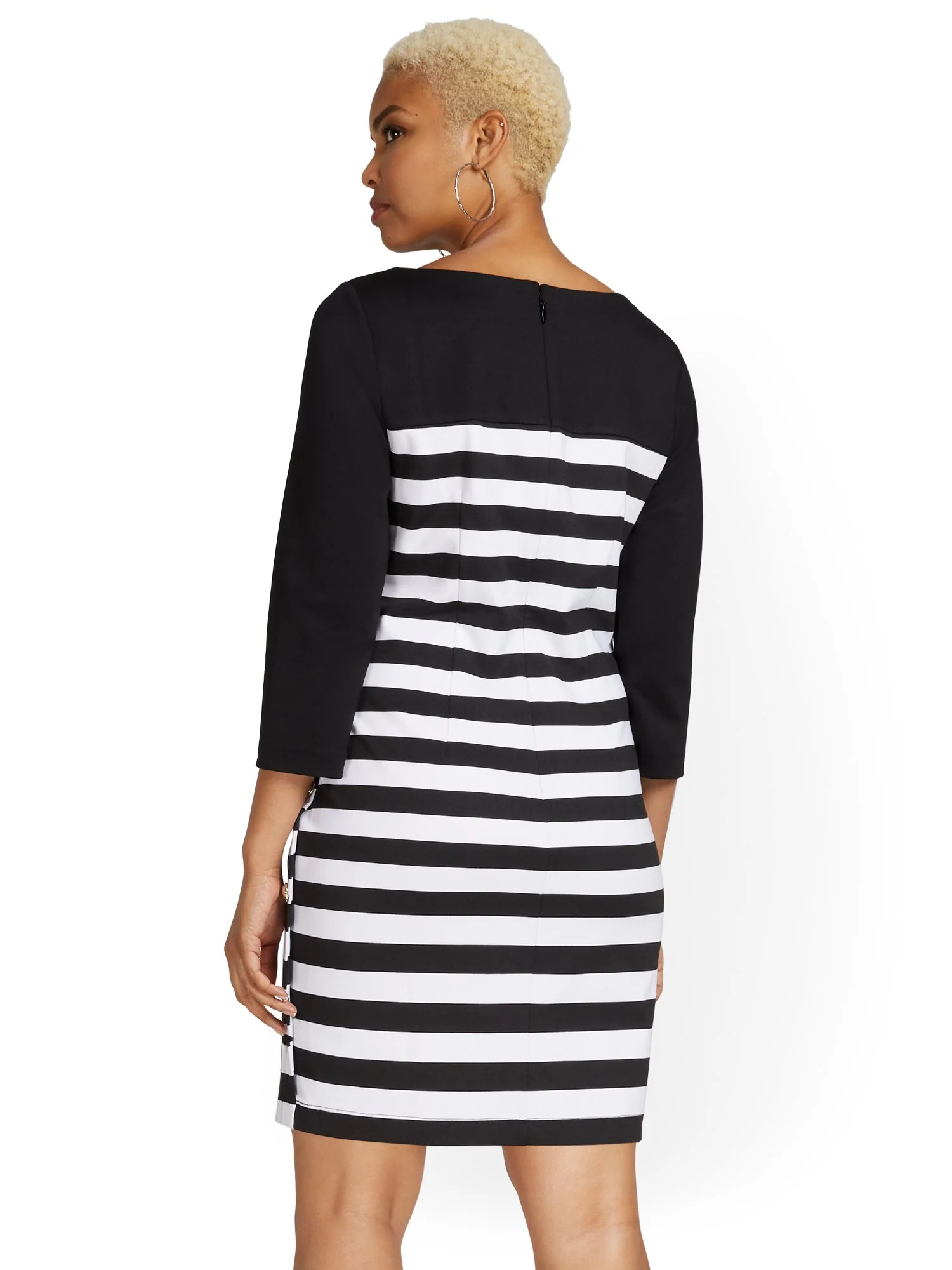 Stripe Button-Detail Sheath Dress - Superflex - Image 3