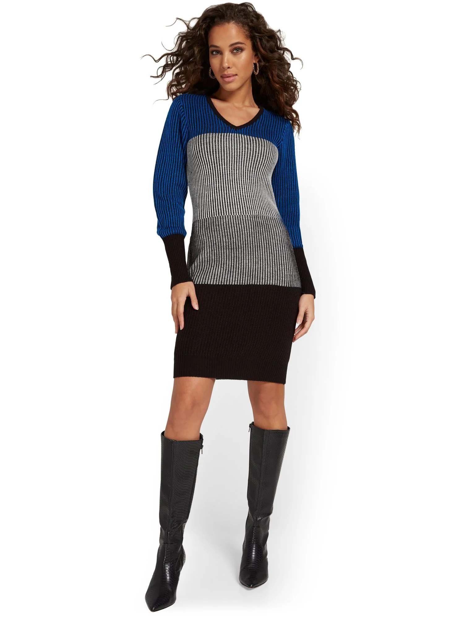 Stripe Colorblock Sweater Dress - Image 5