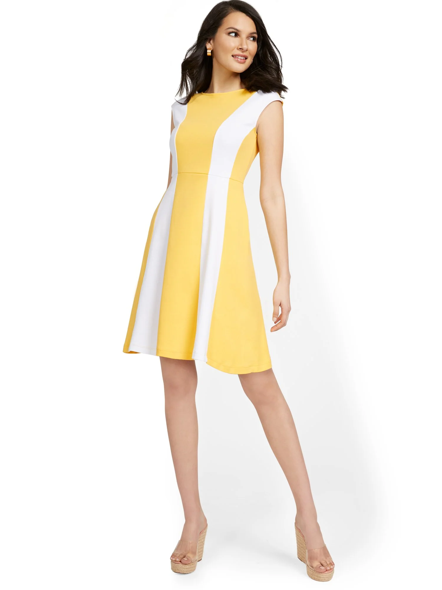 Stripe-Front Fit and Flare Dress - City Knits - Image 12