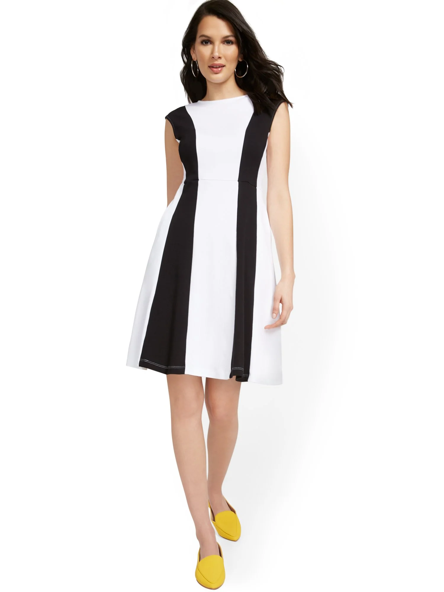Stripe-Front Fit and Flare Dress - City Knits - Image 2