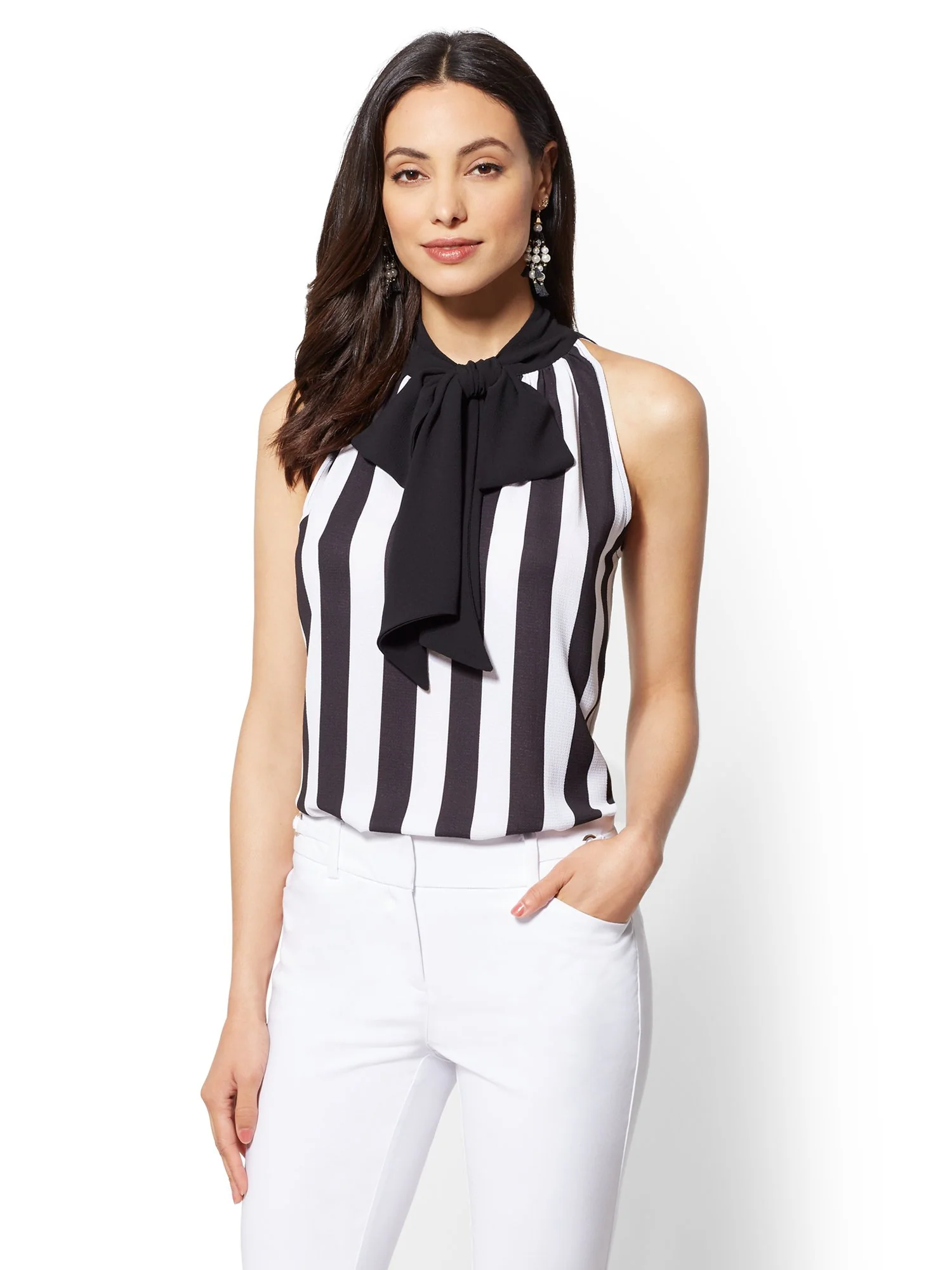 Stripe Halter Blouse - 7th Avenue - Image 2