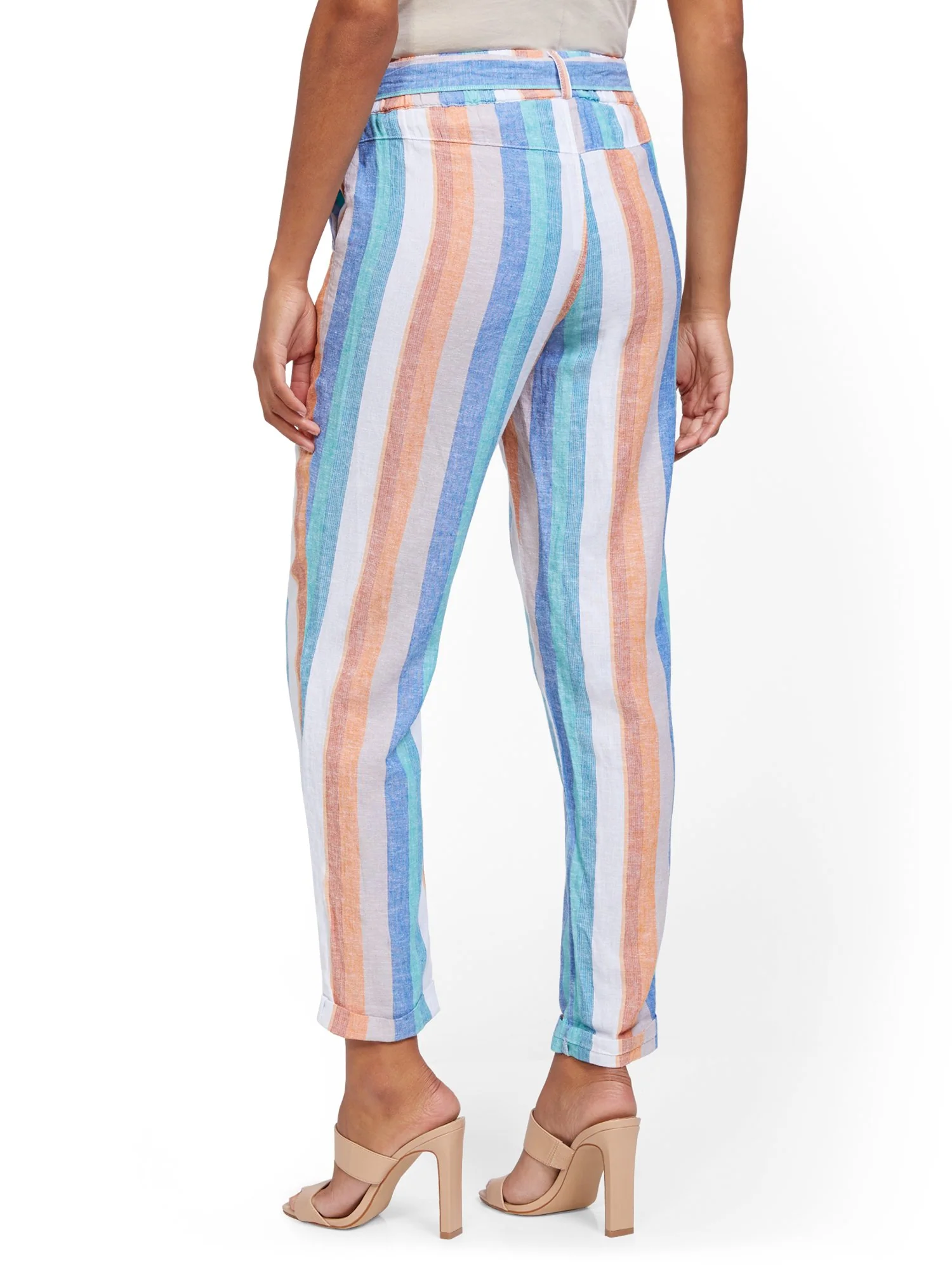 Stripe Linen Belted Boyfriend Pant - Image 4