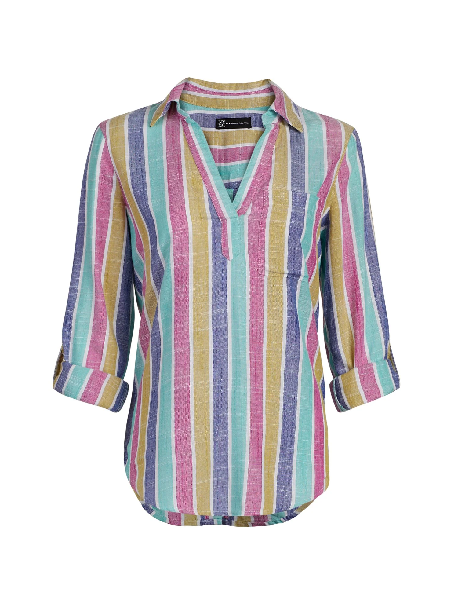 Stripe Linen-Like Button-Back Shirt - Image 2