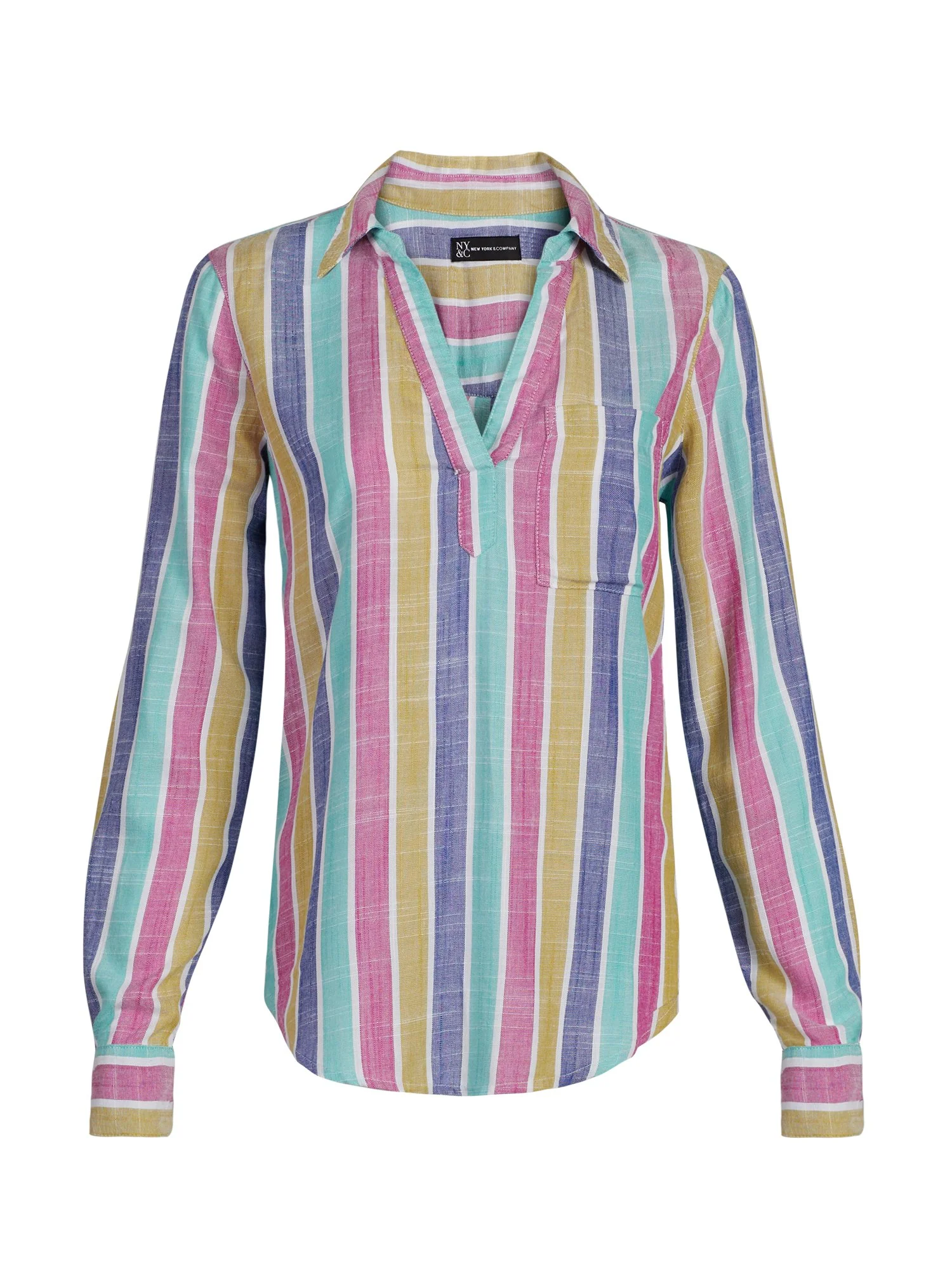 Stripe Linen-Like Button-Back Shirt - Image 4