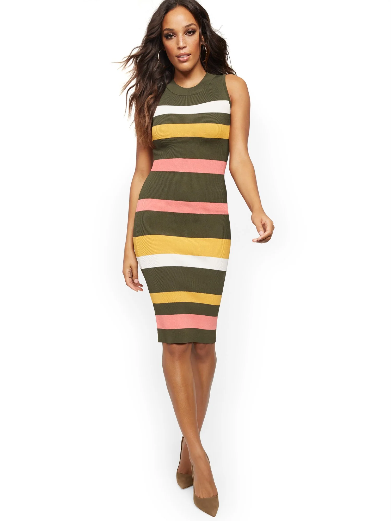 Stripe Ribbed-Knit Sweater Dress - Image 4