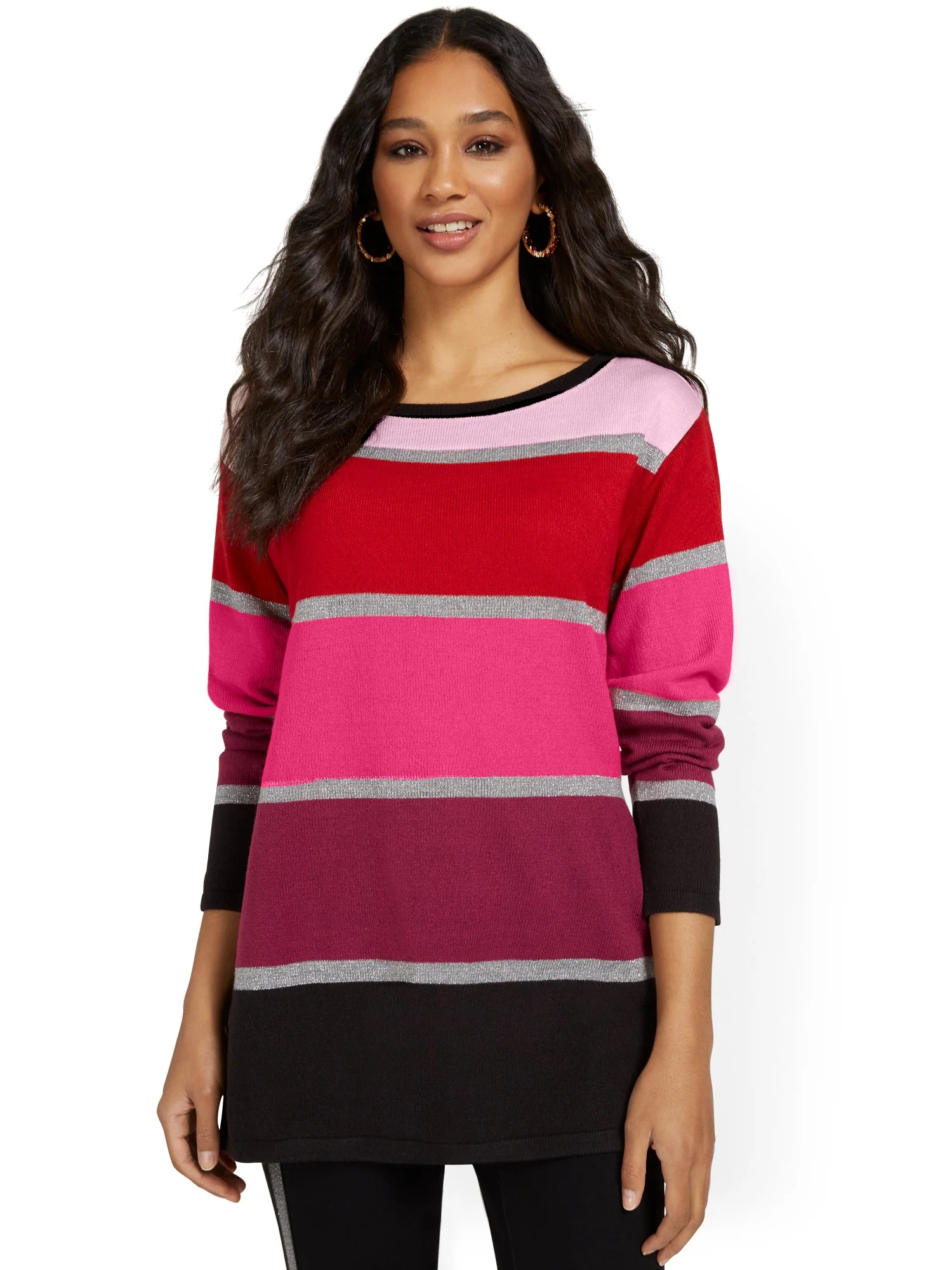 Stripe Slouch Tunic Sweater - Image 2