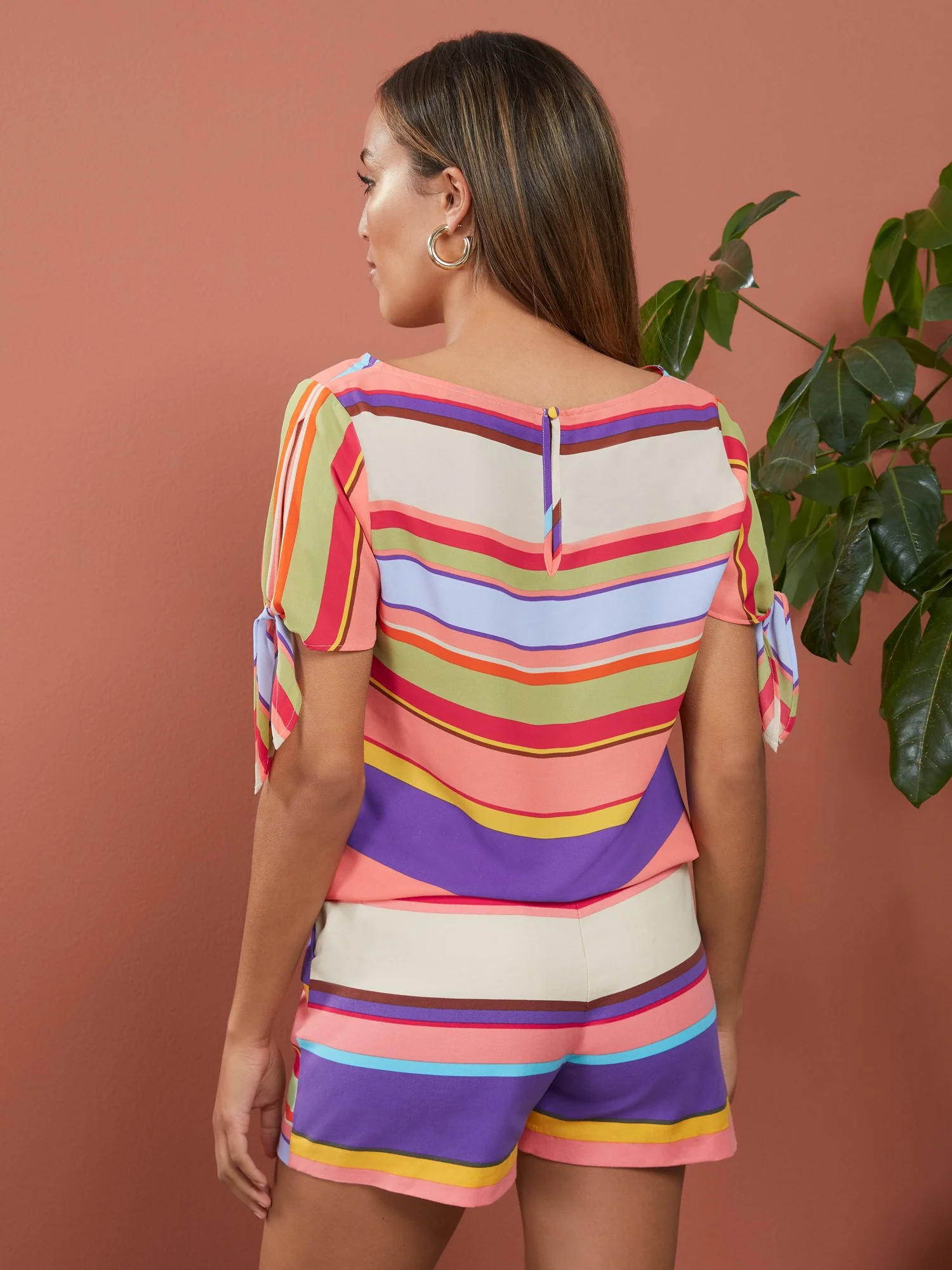 Stripe Tie-Sleeve Boatneck Top - Image 3