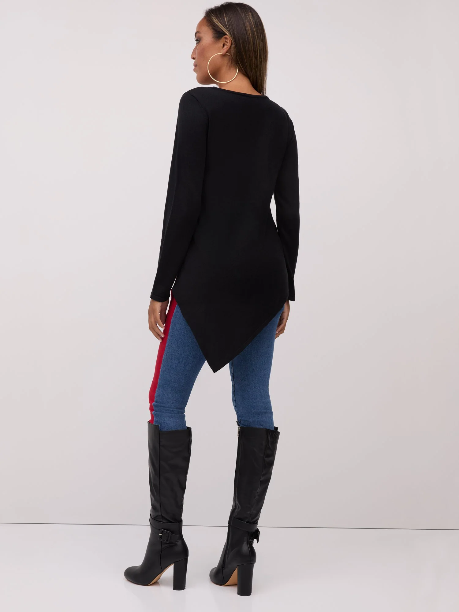 Striped Asymmetric Tunic Sweater - Image 3