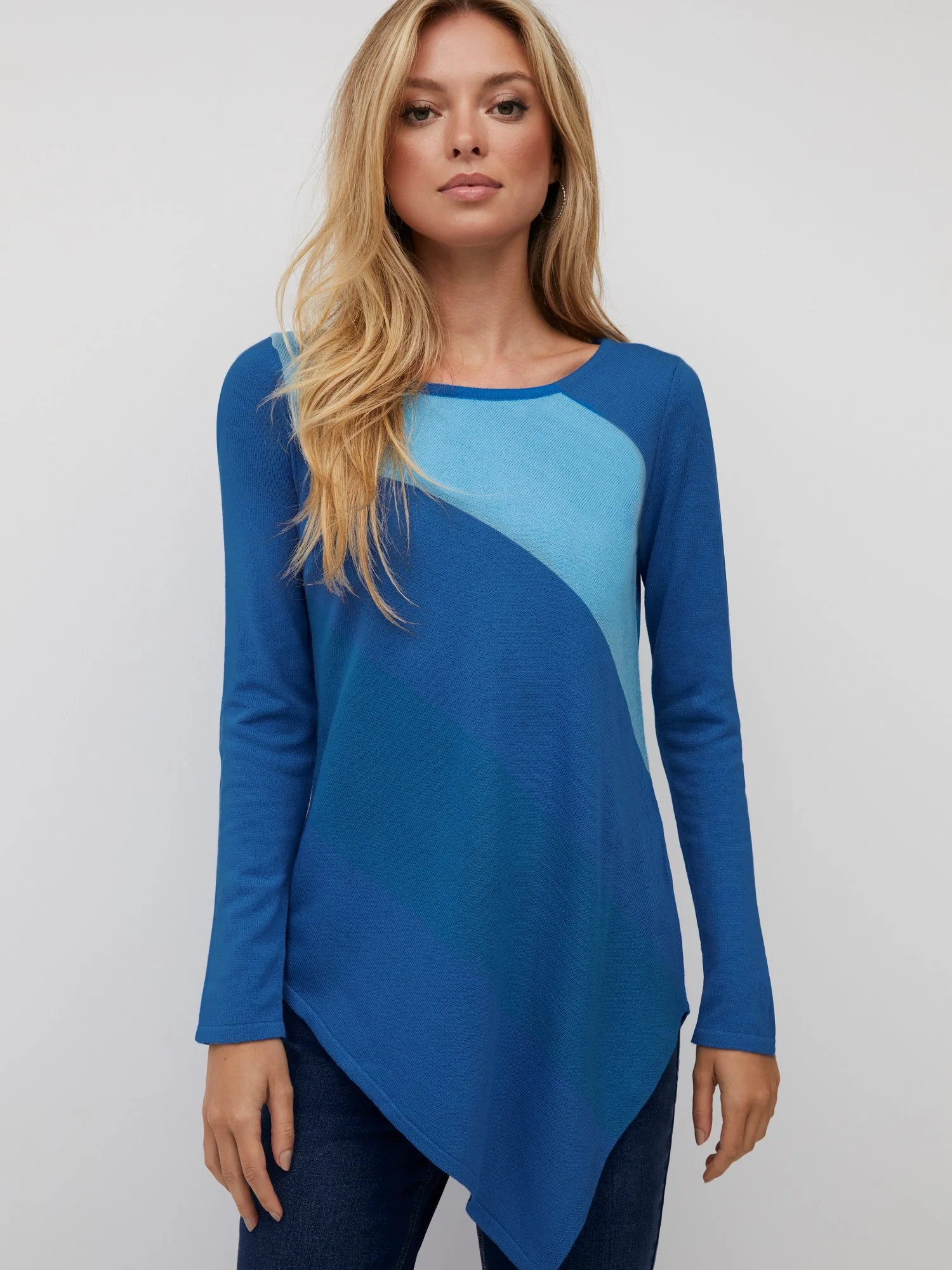 Striped Asymmetric Tunic Sweater - Image 6
