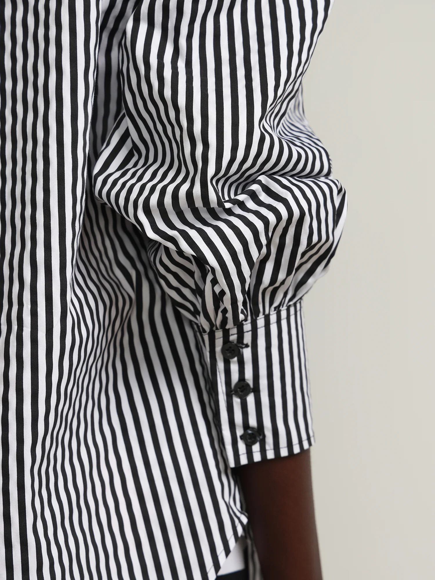 Striped Balloon-Sleeve Oversized Boyfriend Poplin Shirt - Image 8