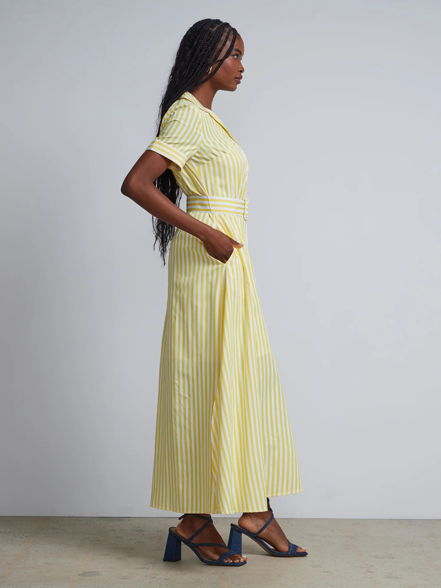 Striped Belted Maxi Shirtdress - Image 2