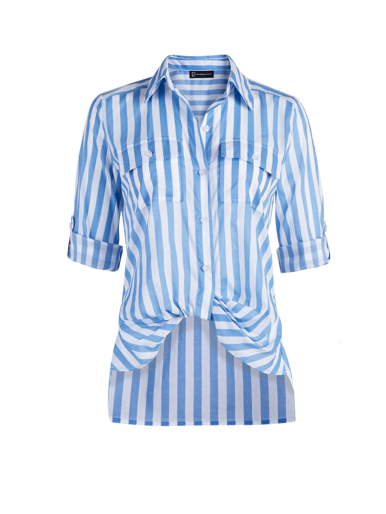 Striped Button-Down Twist-Front Shirt - Image 11
