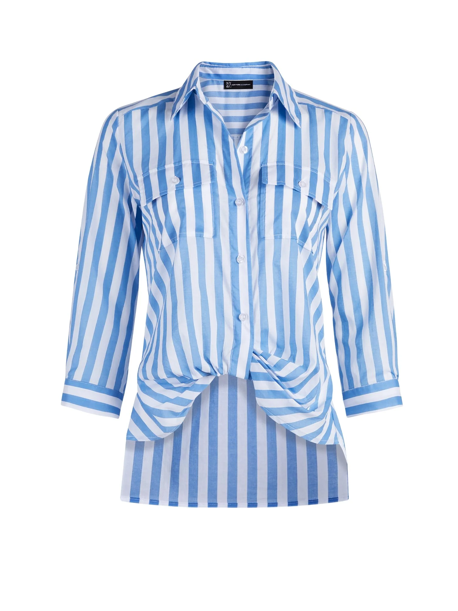 Striped Button-Down Twist-Front Shirt - Image 12
