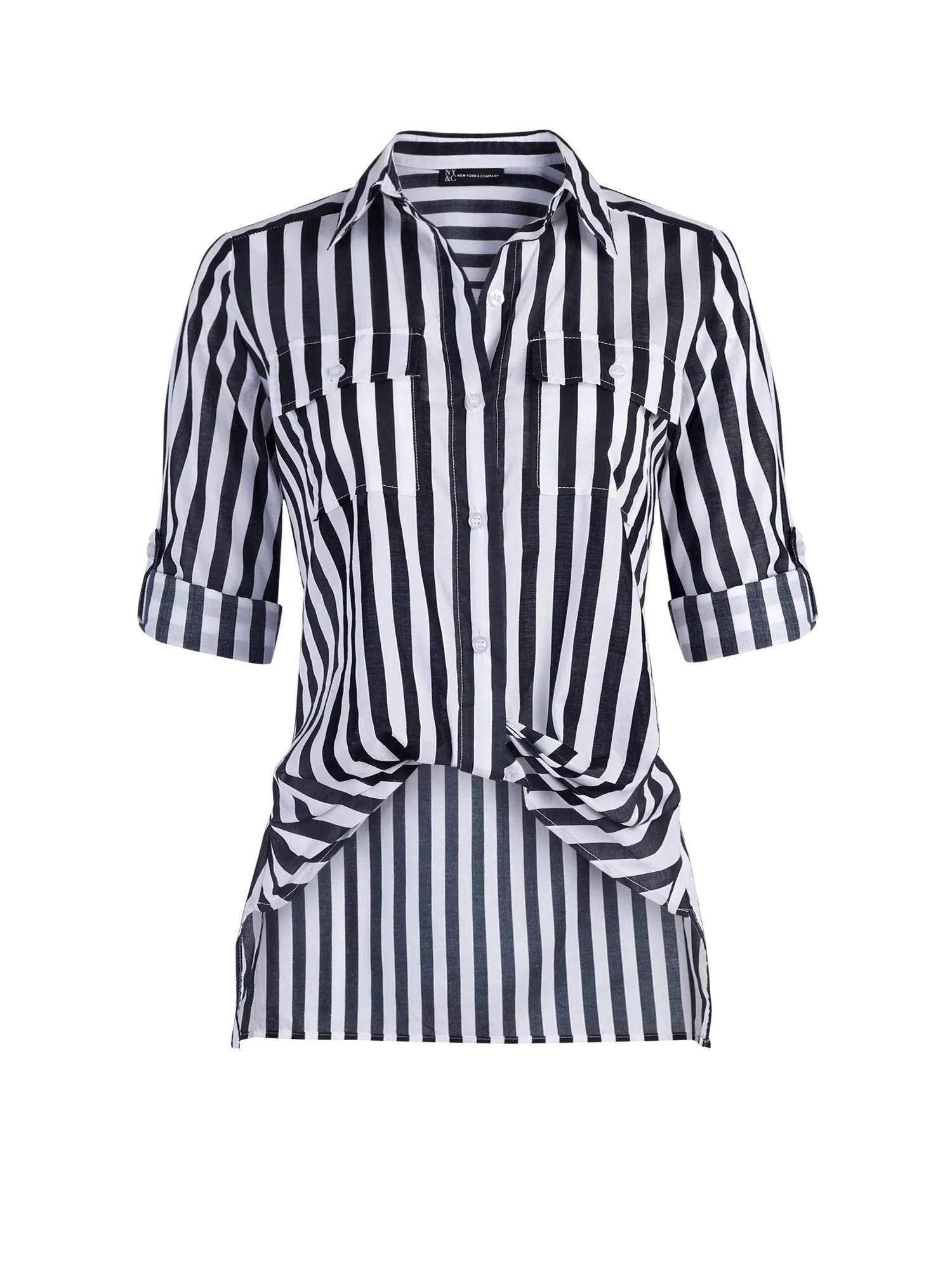 Striped Button-Down Twist-Front Shirt - Image 2