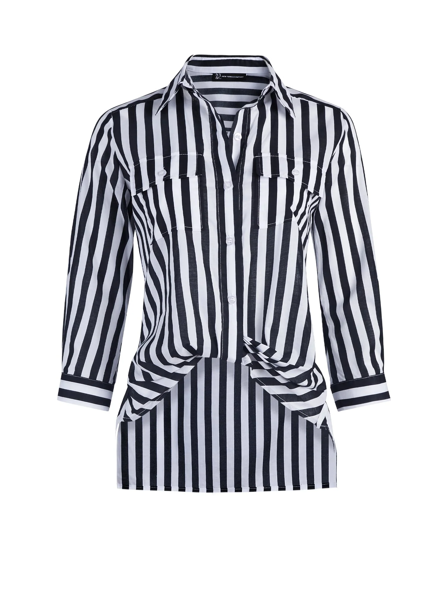 Striped Button-Down Twist-Front Shirt - Image 4
