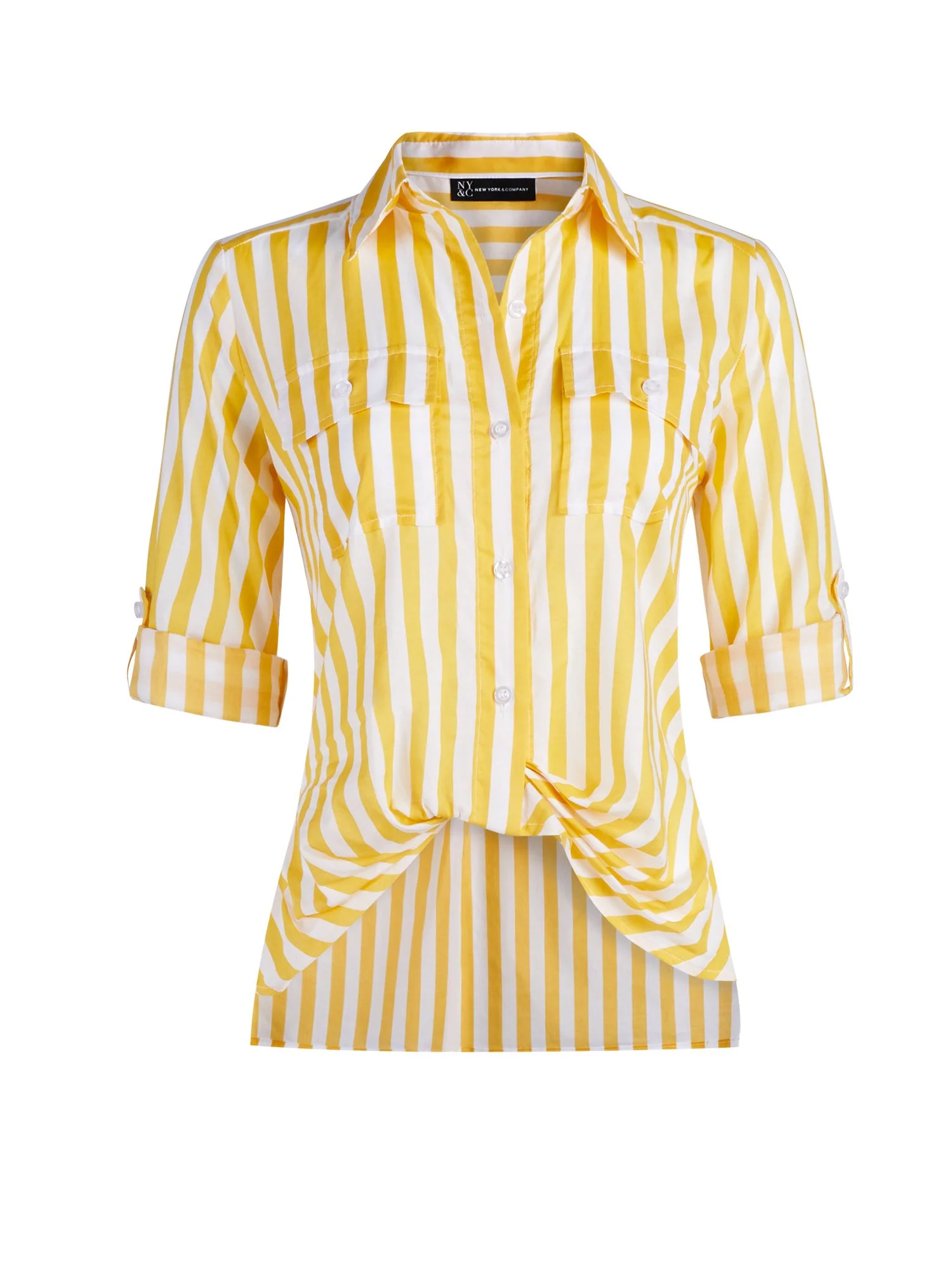 Striped Button-Down Twist-Front Shirt - Image 7