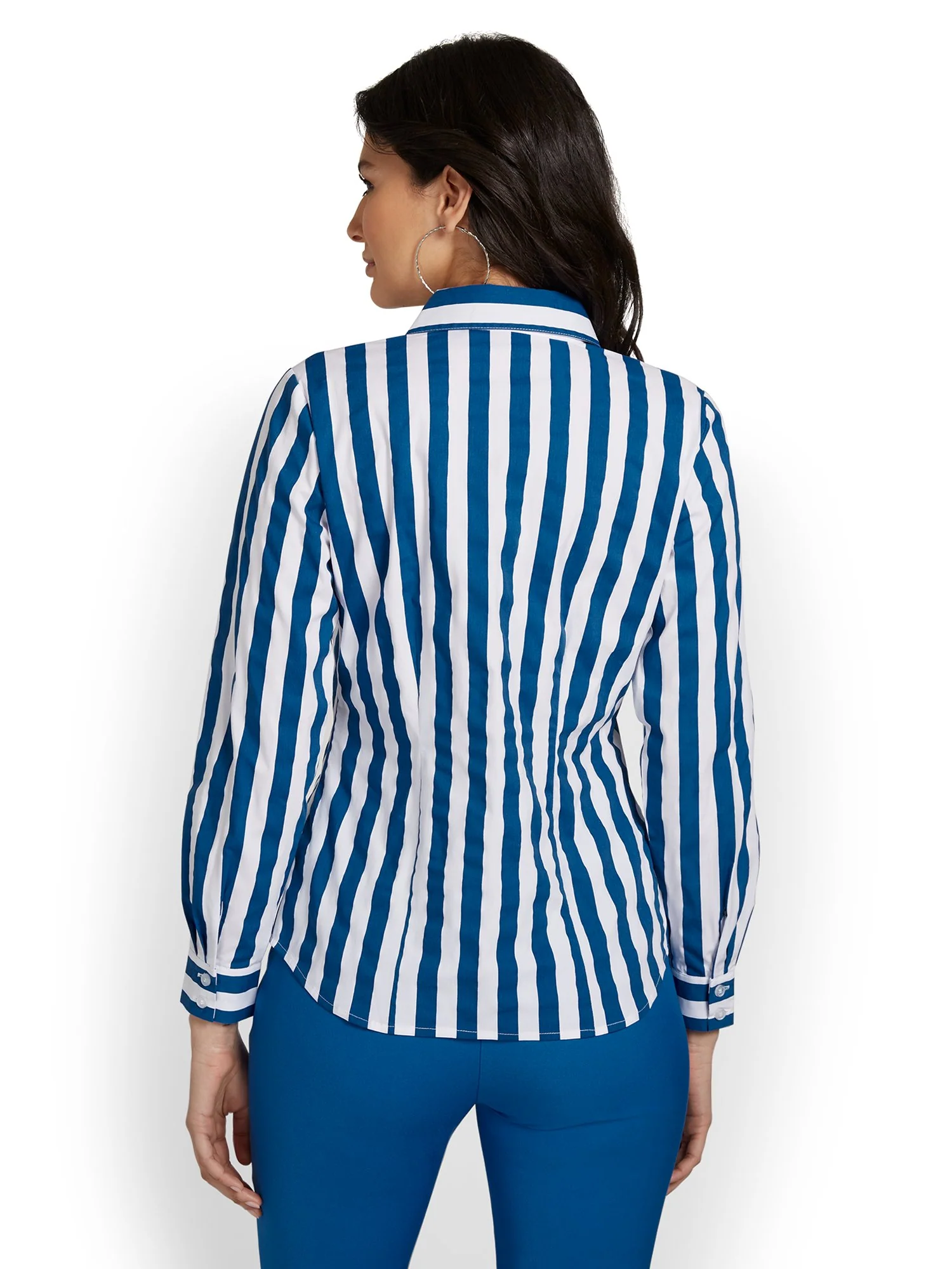 Striped Button-Front Blouse - Image 3
