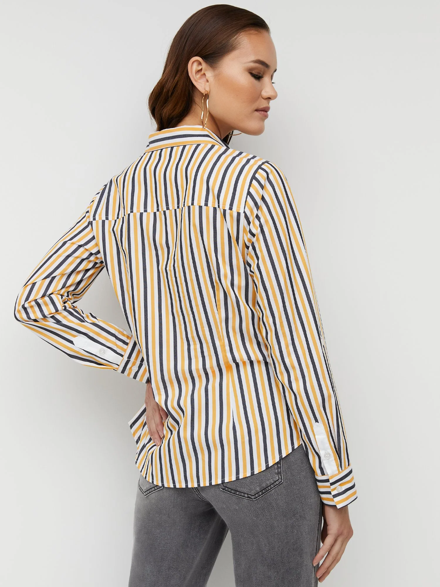 Striped Button-Front Secret Snap - NY&C Madison Shirt® - Image 3