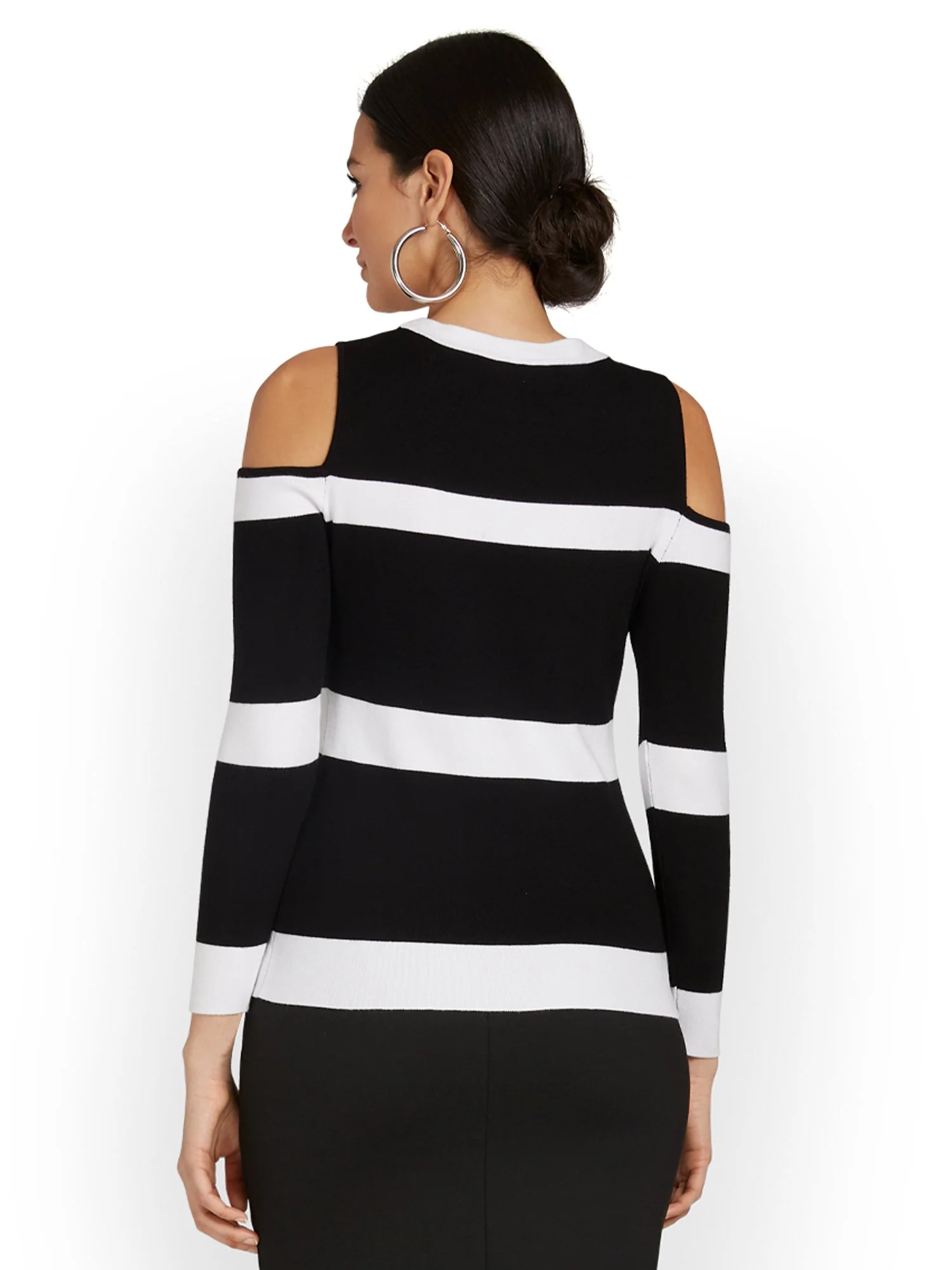 Striped Cold-Shoulder Sweater - Image 3