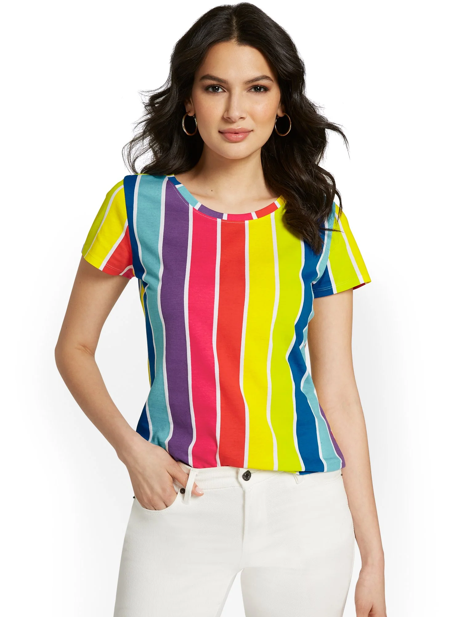 Striped Crewneck Perfect Tee - Image 2