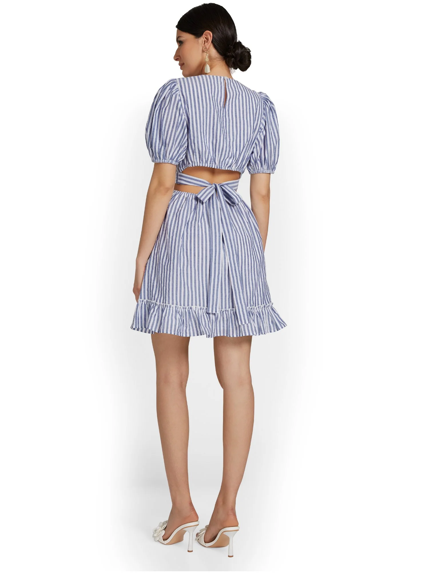Striped Cut-Out Flare Dress - Lily & Cali - Image 3