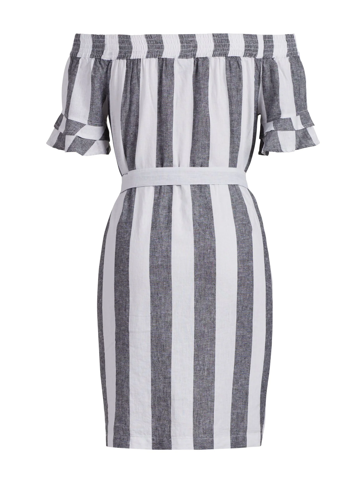 Striped Linen Off-The-Shoulder Dress - Image 3