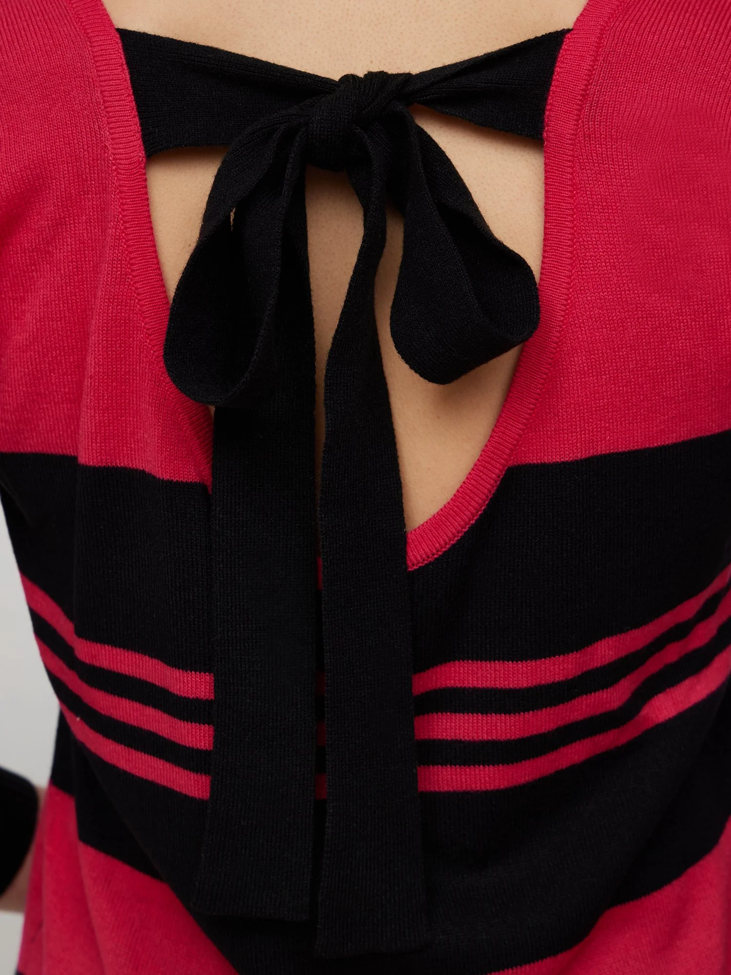 Striped Love-Print Bow-Back Sweater - Image 9