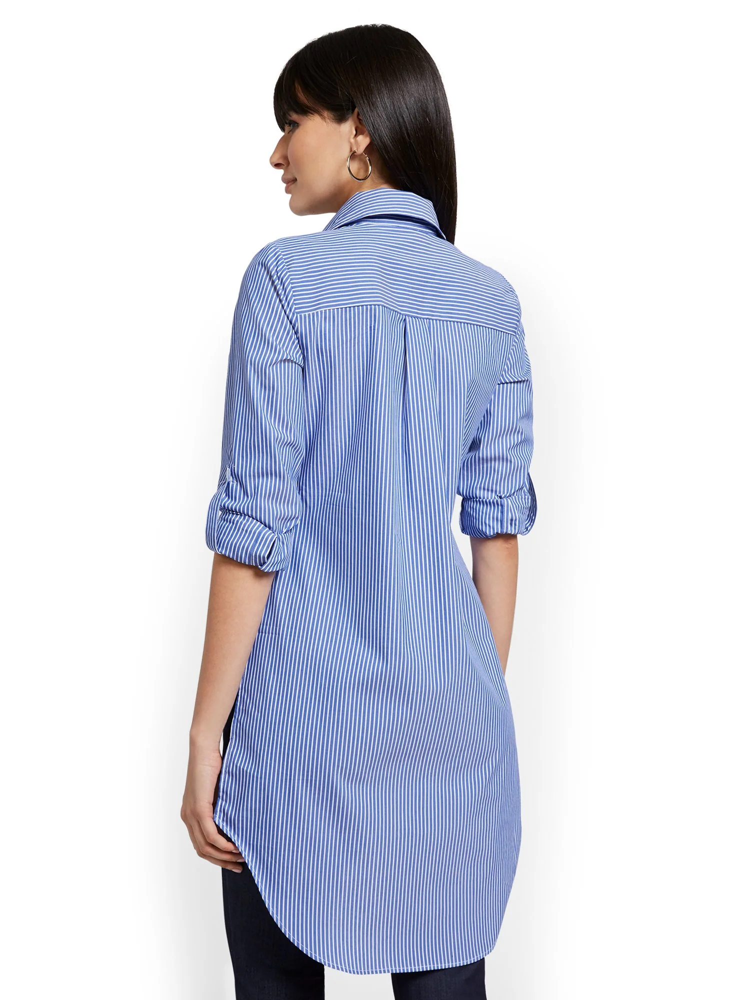 Striped Oversized Poplin Tunic Top - Image 3
