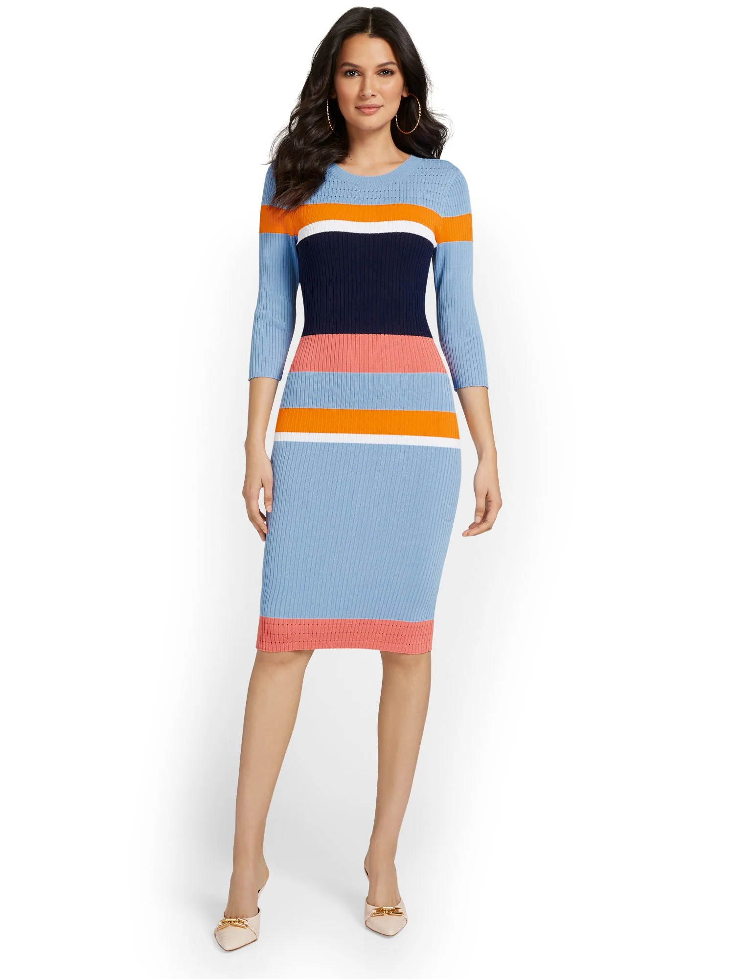 Striped Sheath Sweater Dress - Image 2