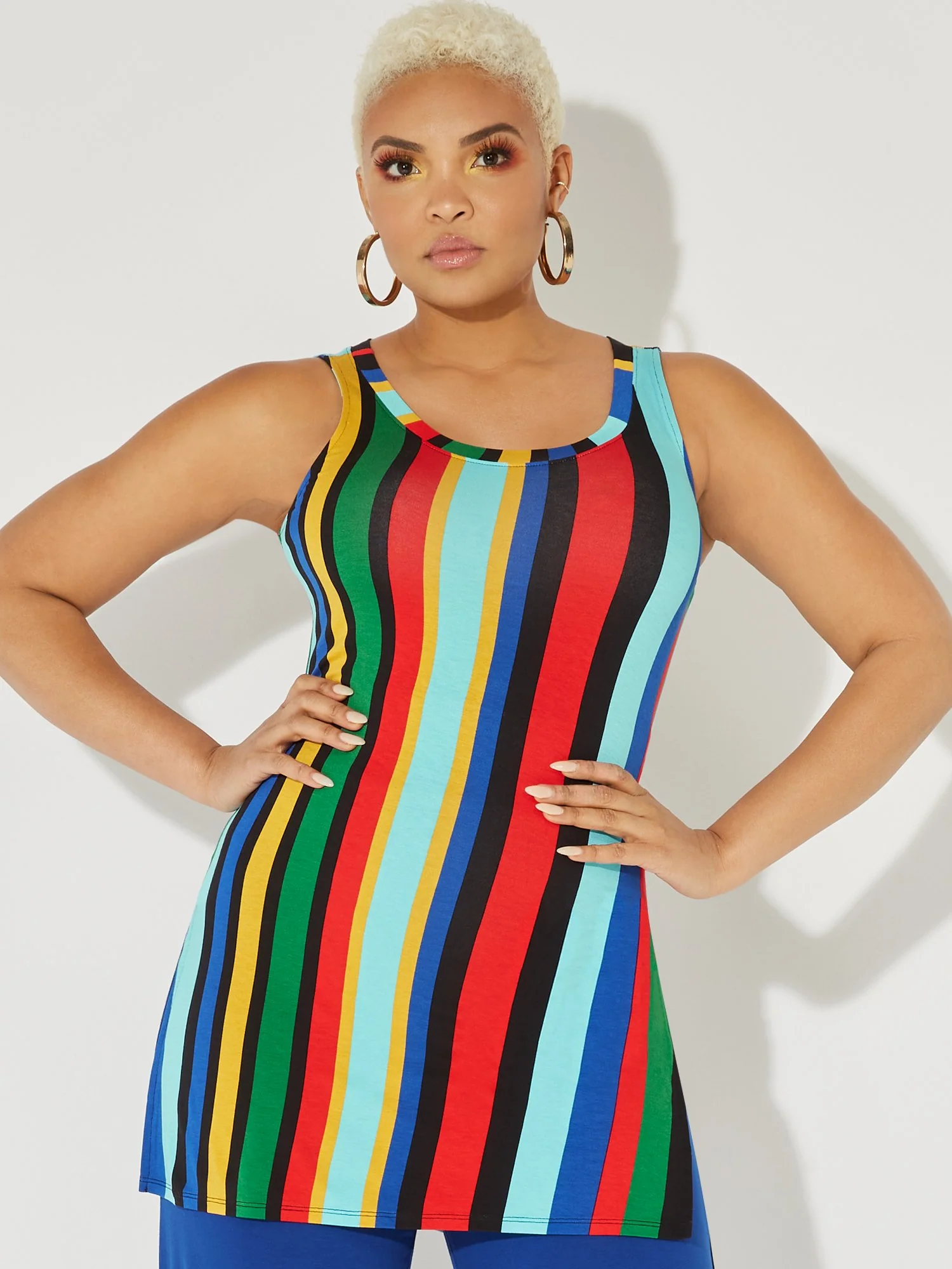 Striped Sleeveless Tie-Back Top - NY&C Style System - Image 3
