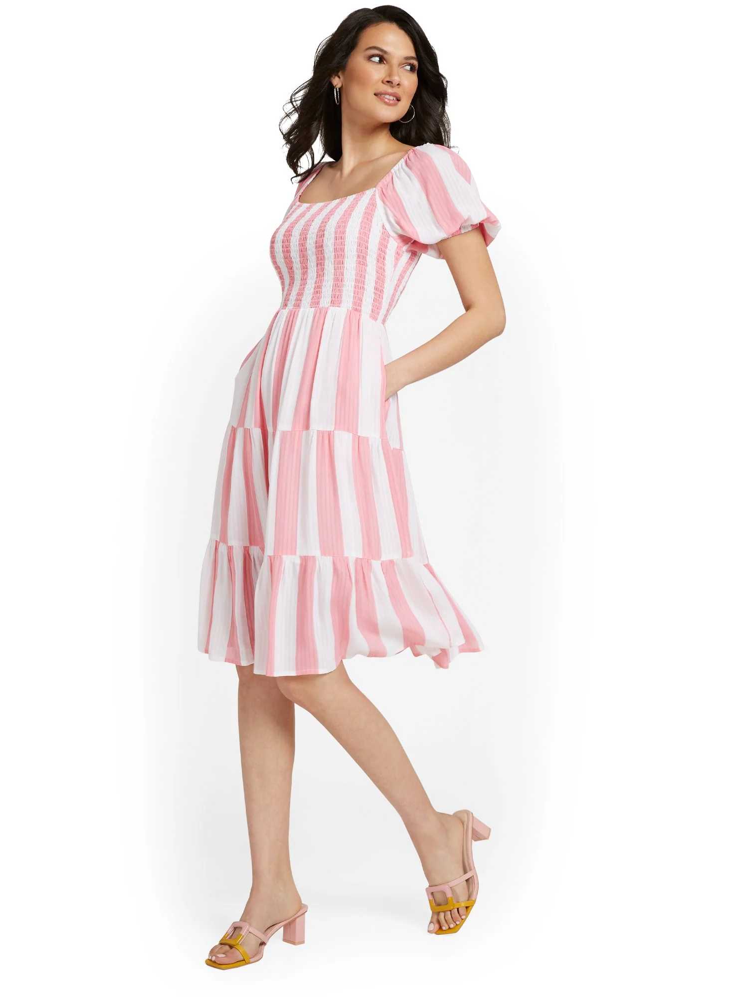 Striped Smock-Front Dress - Image 4