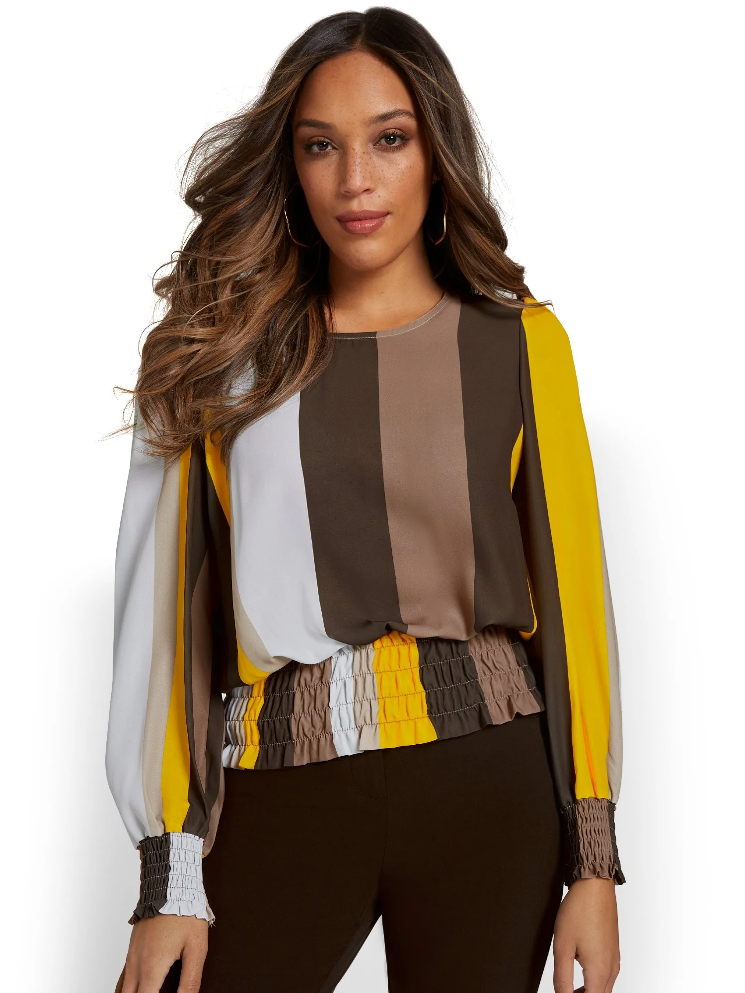 Striped Smock-Waist Blouse - Image 5