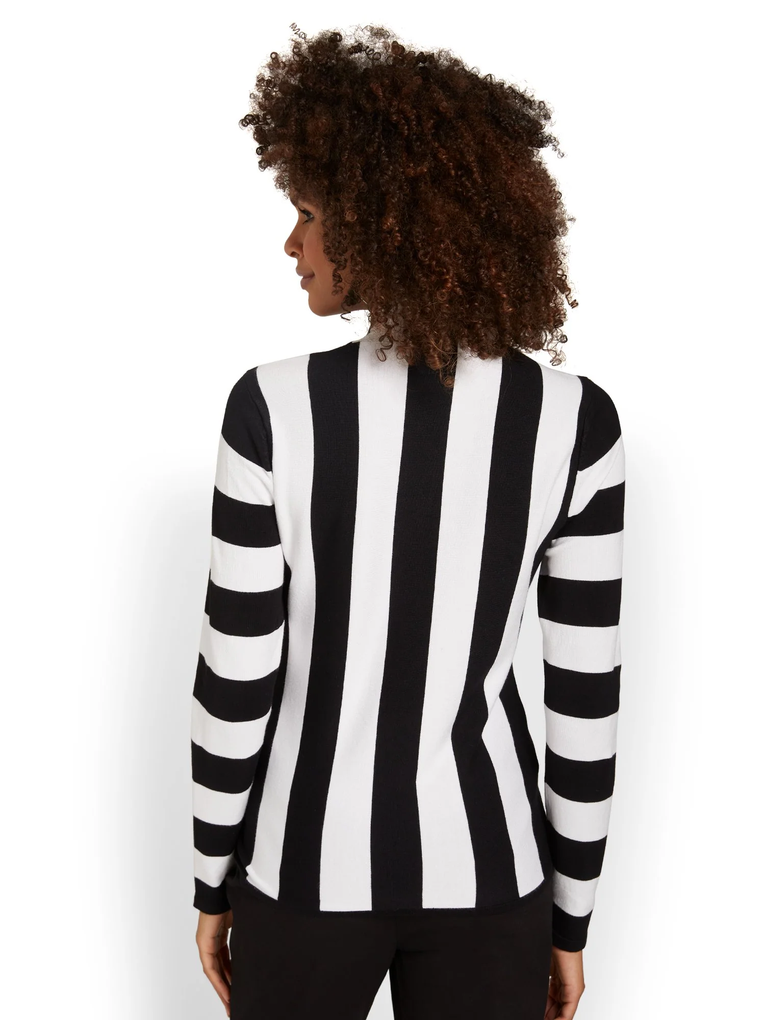Striped Tie-Neck Pullover Sweater - Image 3