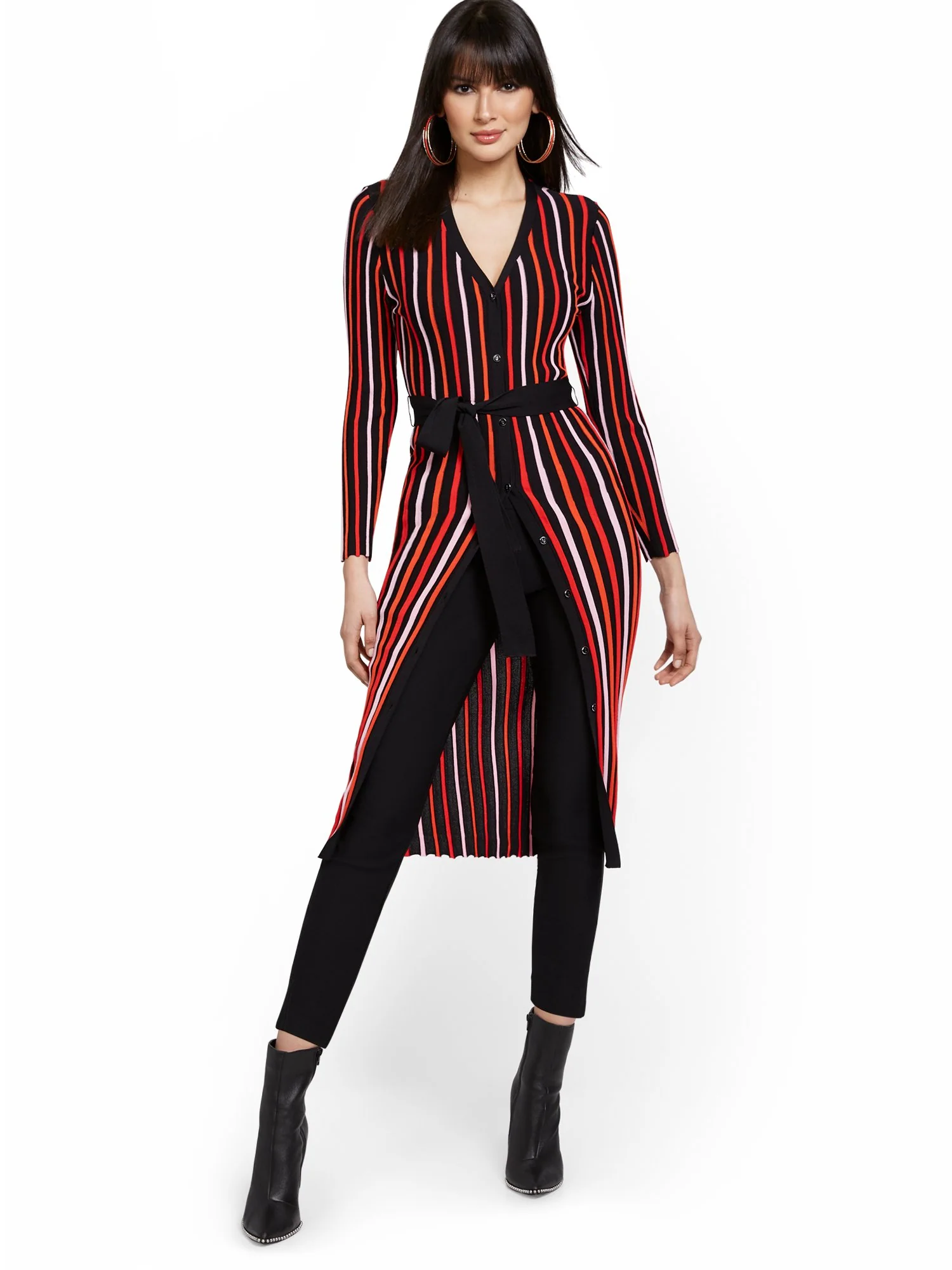 Striped V-Neck Duster - Image 2