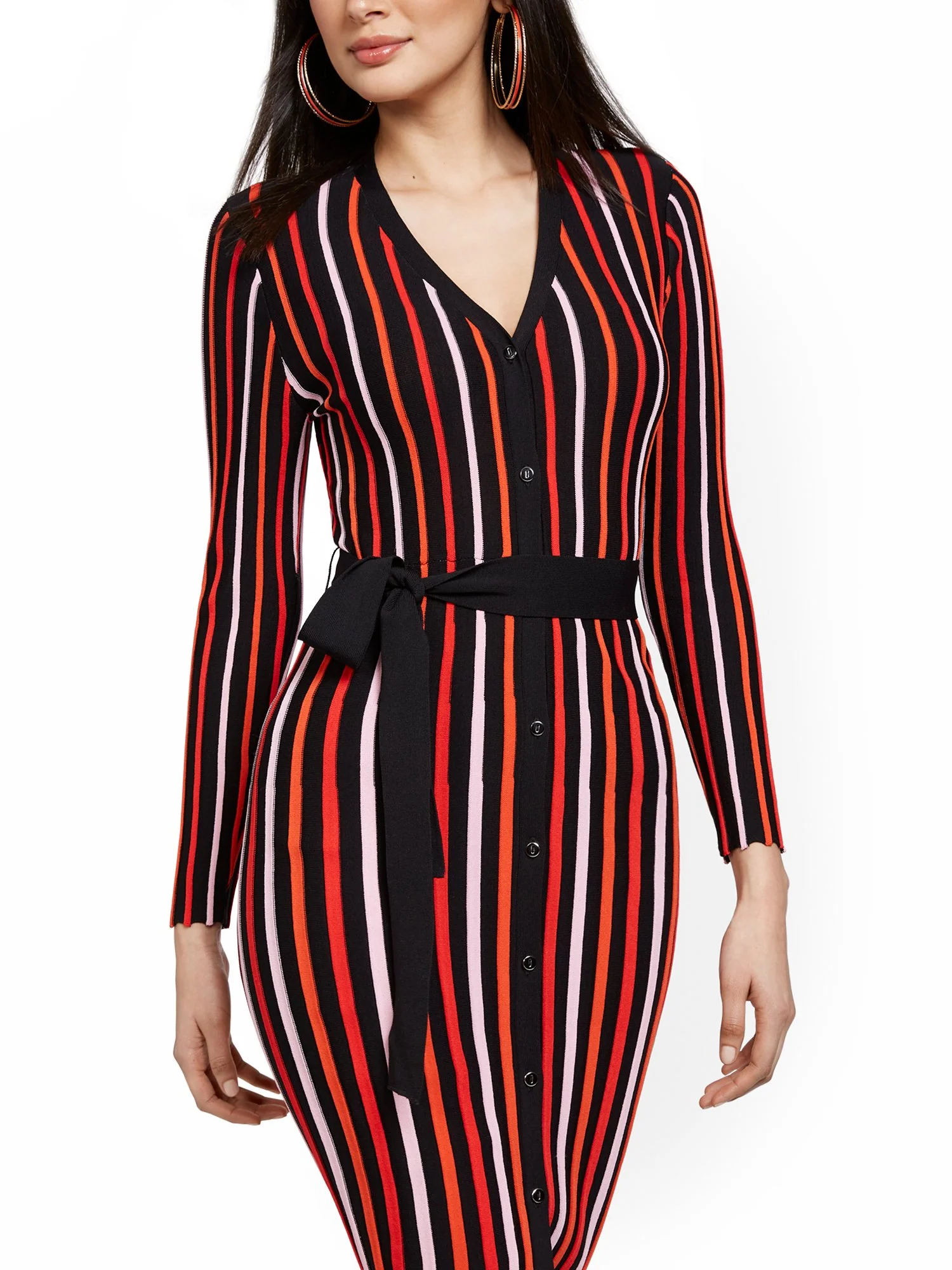 Striped V-Neck Duster - Image 4