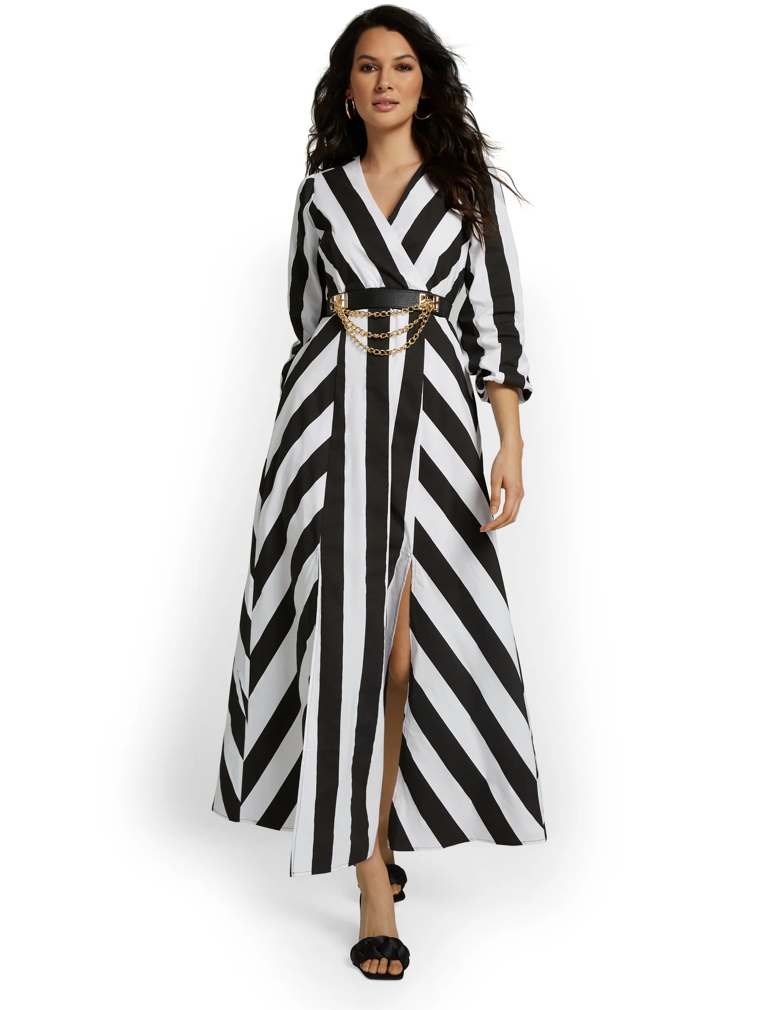 Striped V-Neck Maxi Dress - Image 2