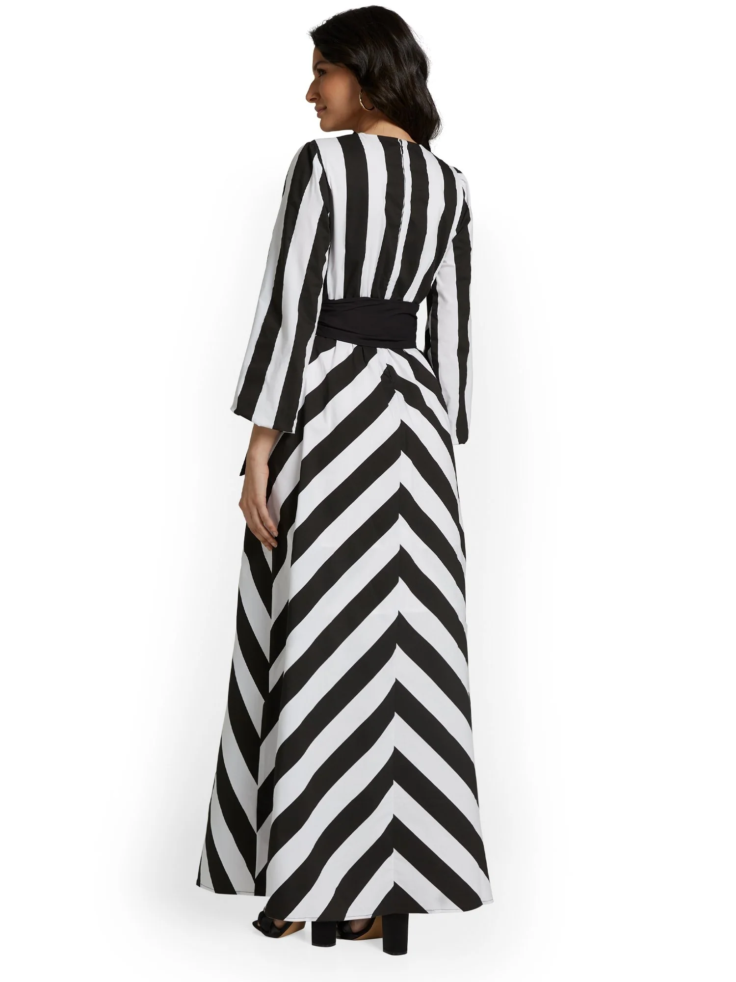 Striped V-Neck Maxi Dress - Image 3