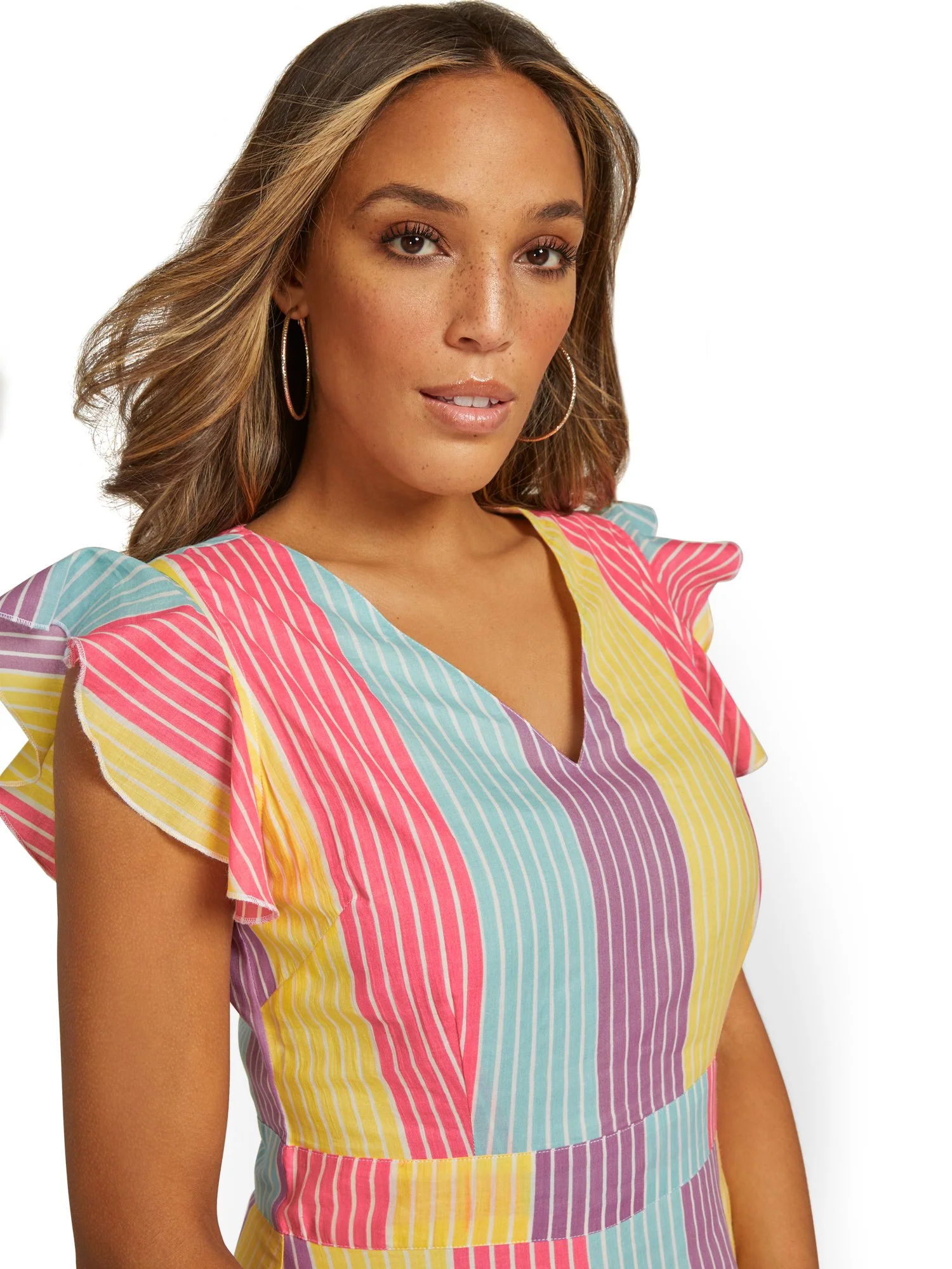 Striped V-Neck Poplin Maxi Dress - Image 4