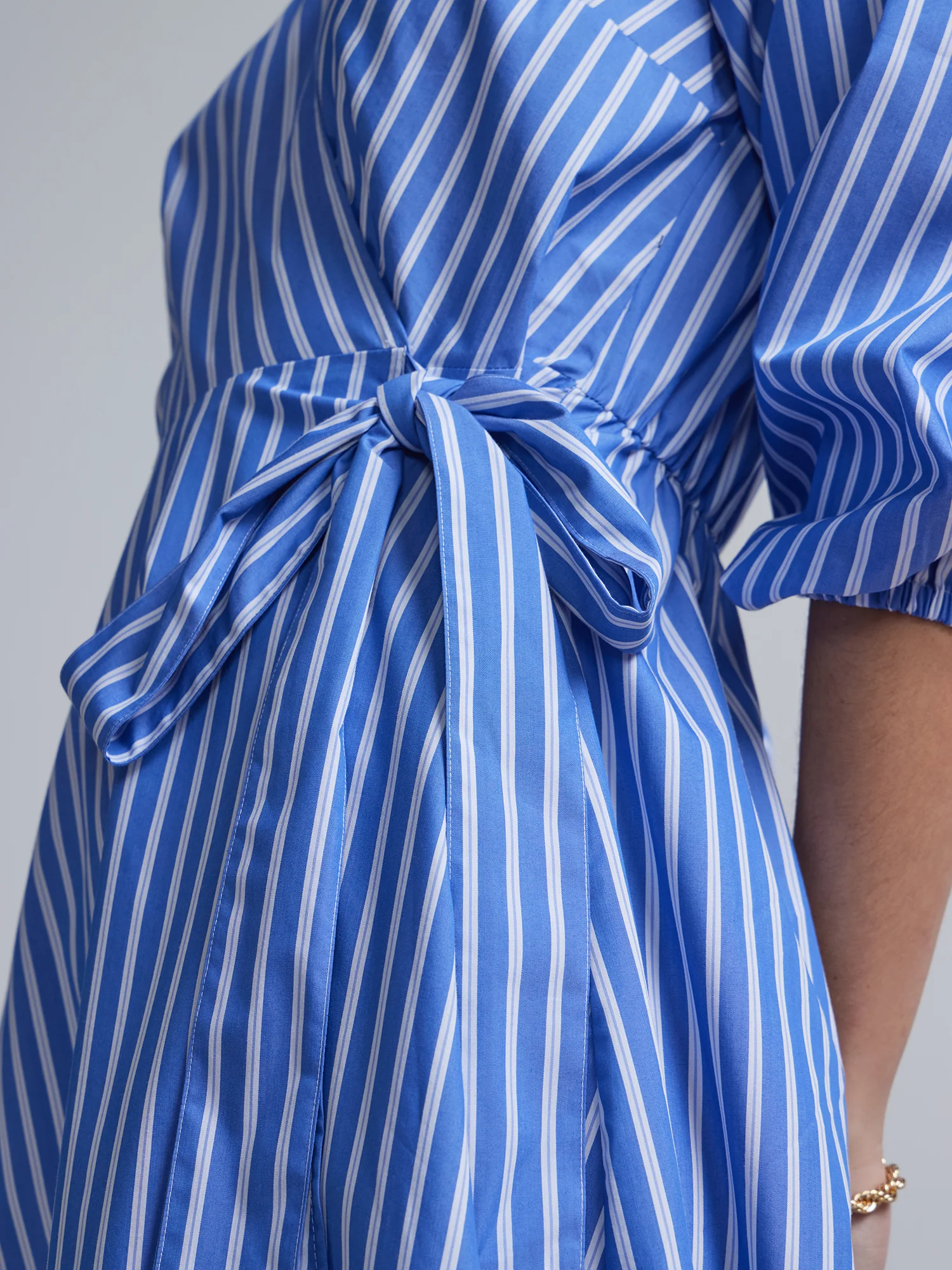 Striped Wrap Shirt Dress - Image 4