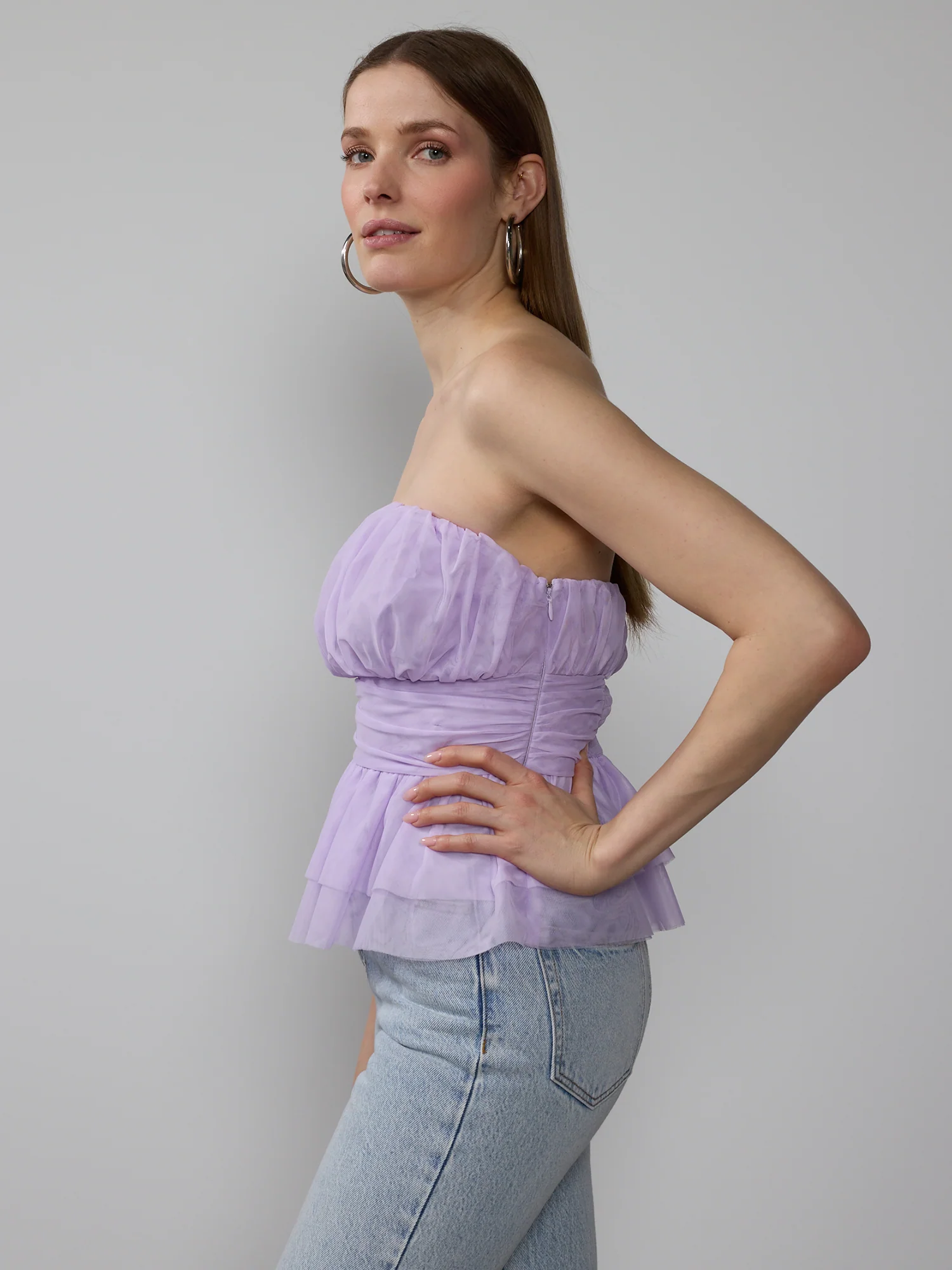 Strapless Tulle Peplum Top - Image 2