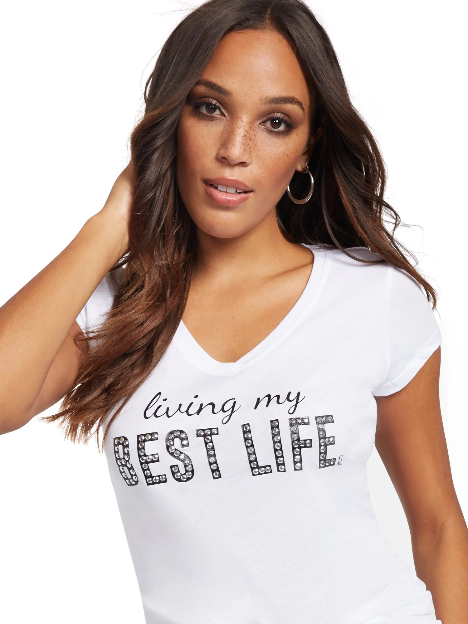 Studded 'Living My Best Life' Graphic Logo Tee - Image 2