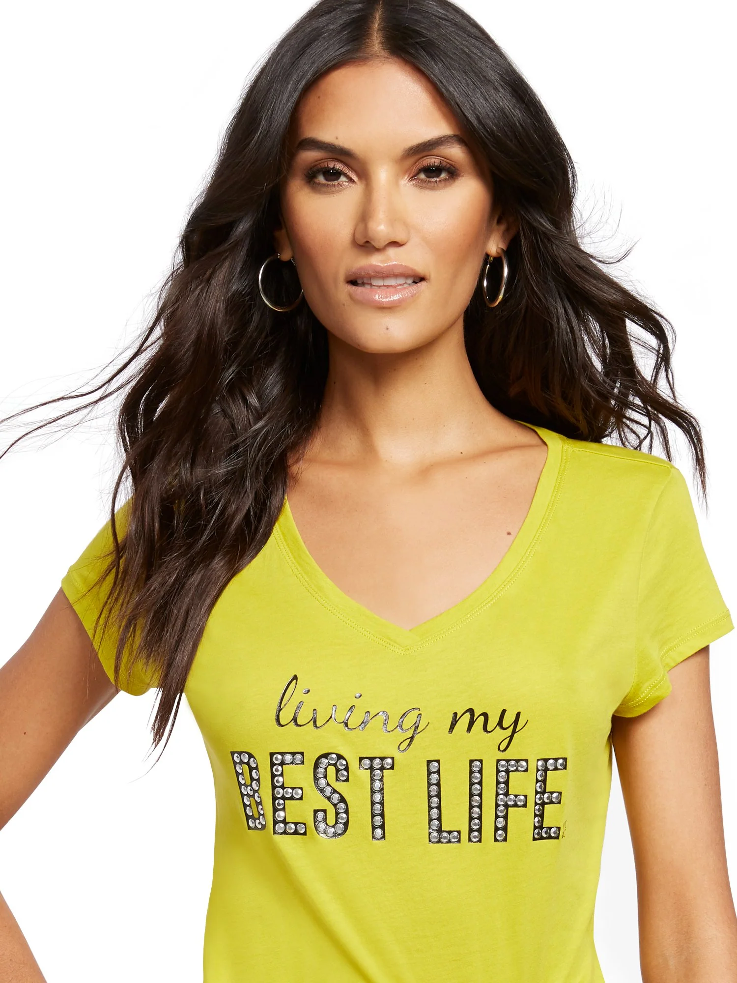 Studded 'Living My Best Life' Graphic Logo Tee - Image 6