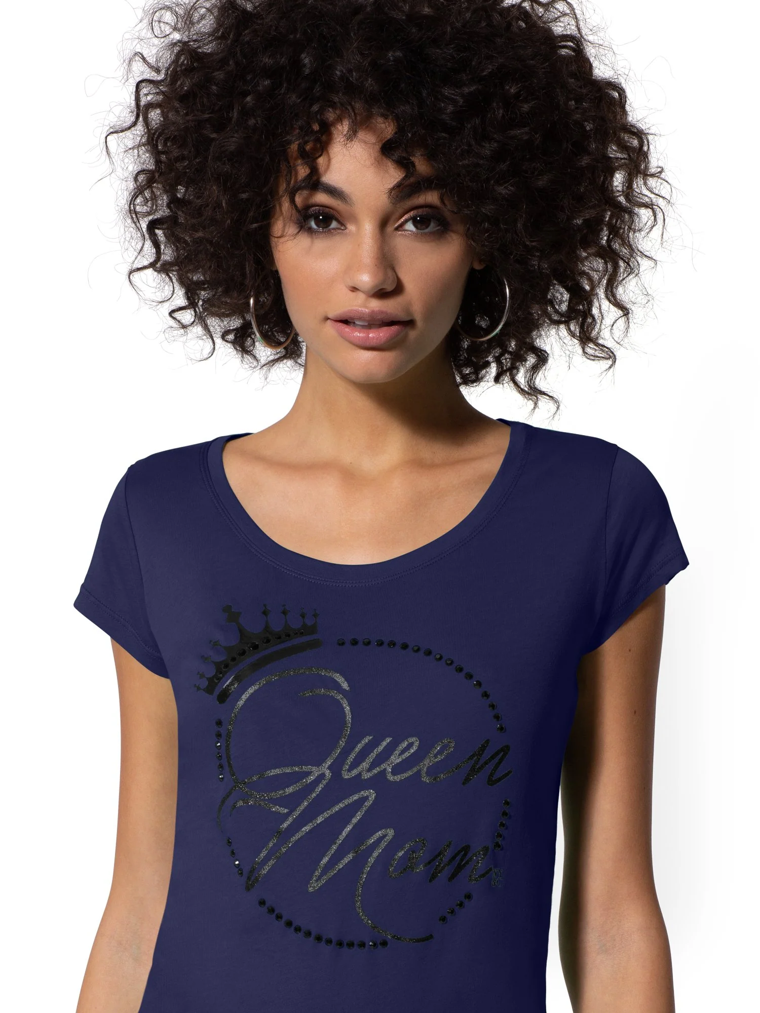 Studded 'Queen Mom' Graphic Logo Tee - Image 2