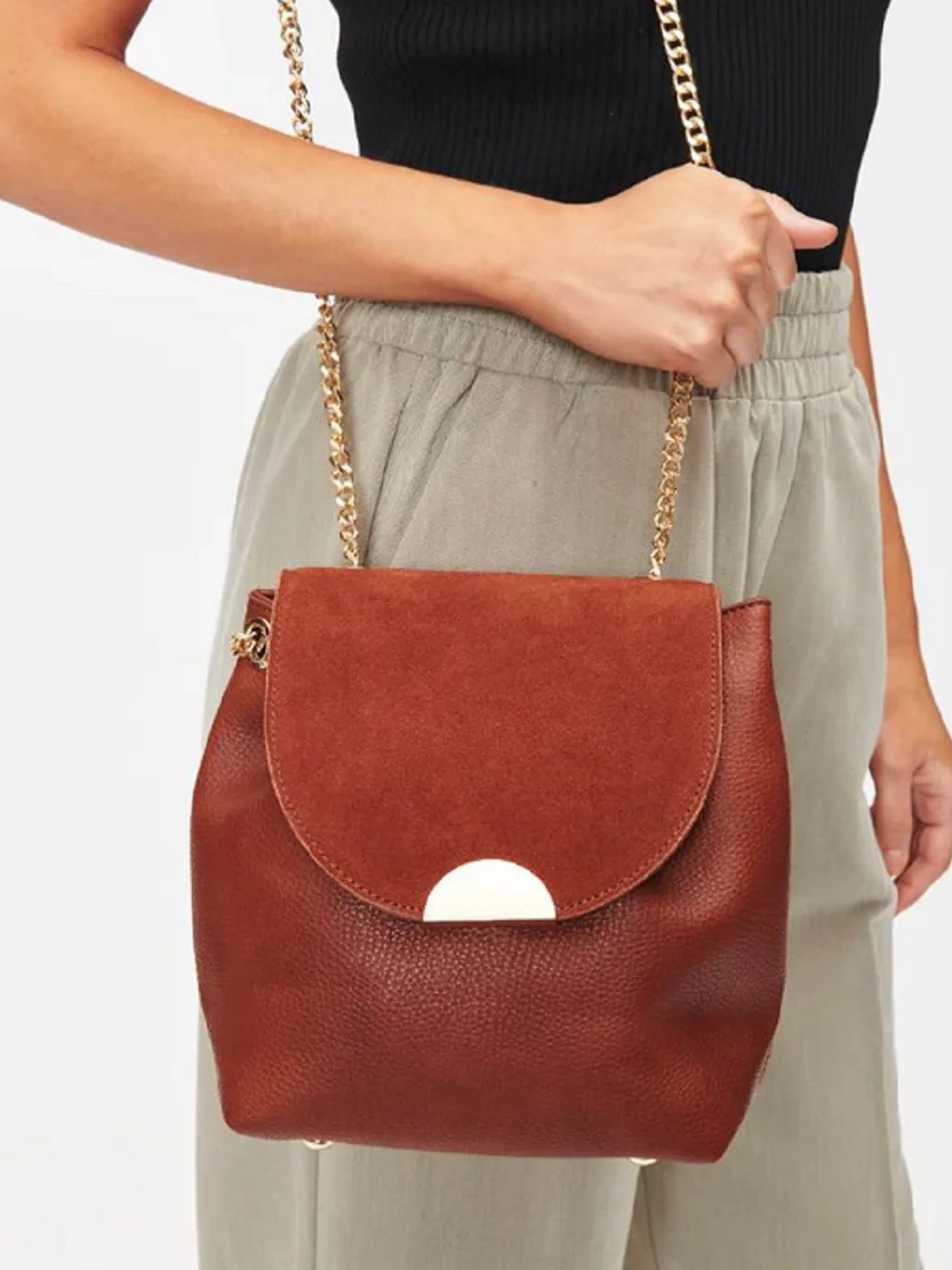 Suede Front Flap Crossbody Bag - Moda Luxe - Image 2